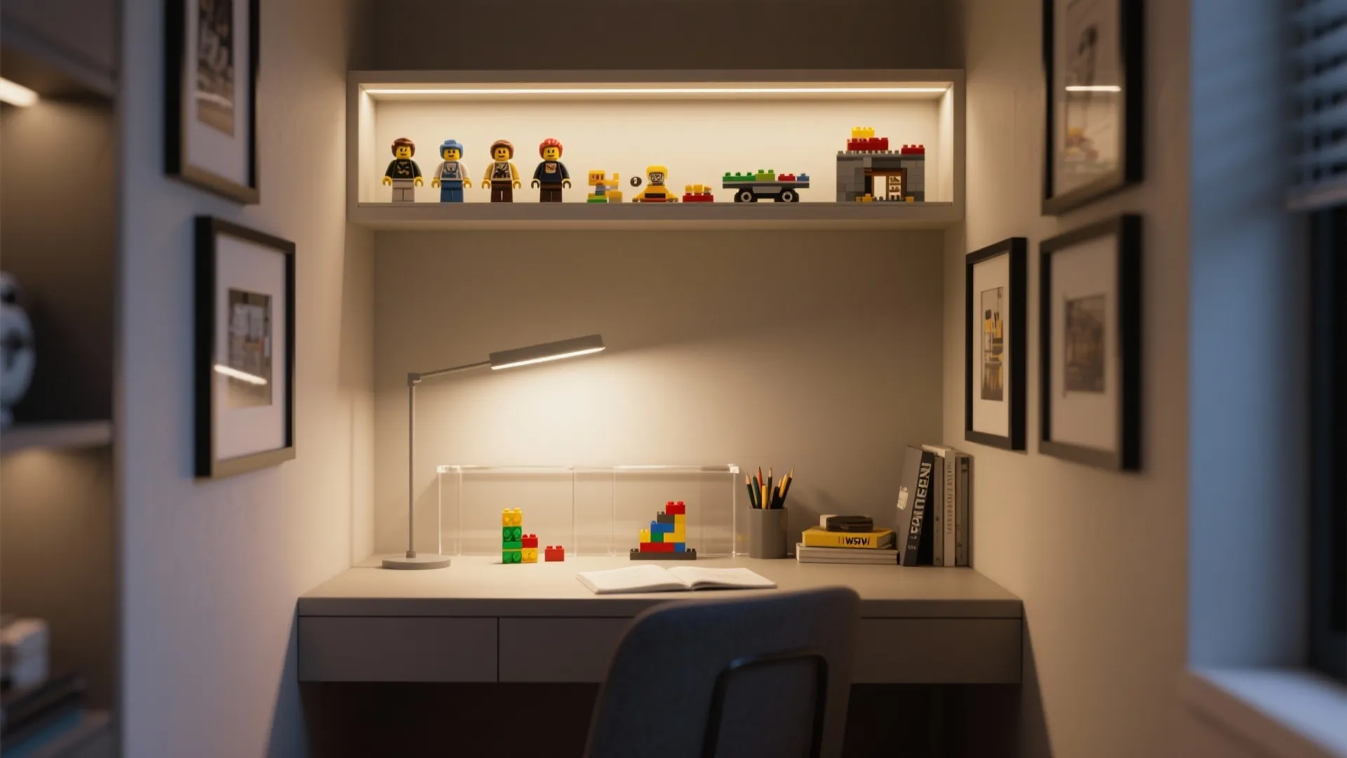 4. Integrated study + display shelf