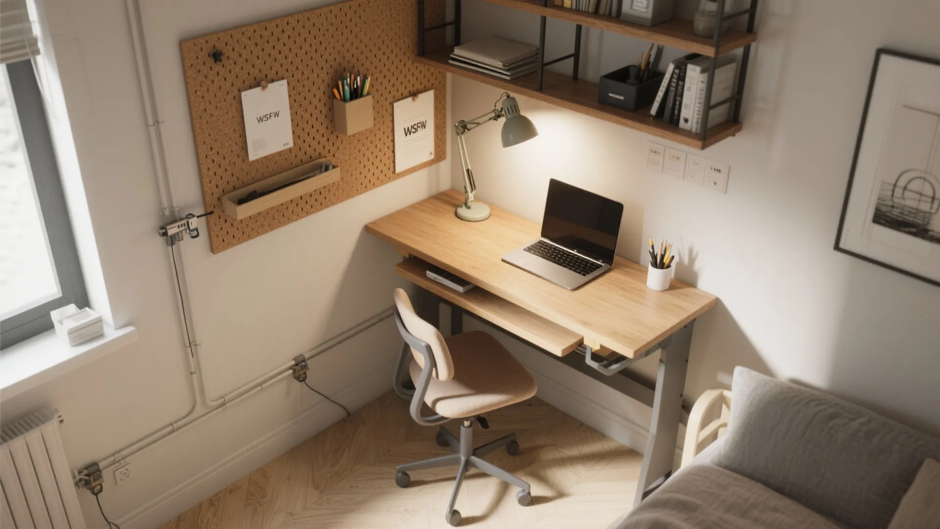 3. Multi-use Study Nook with Fold-down Desk