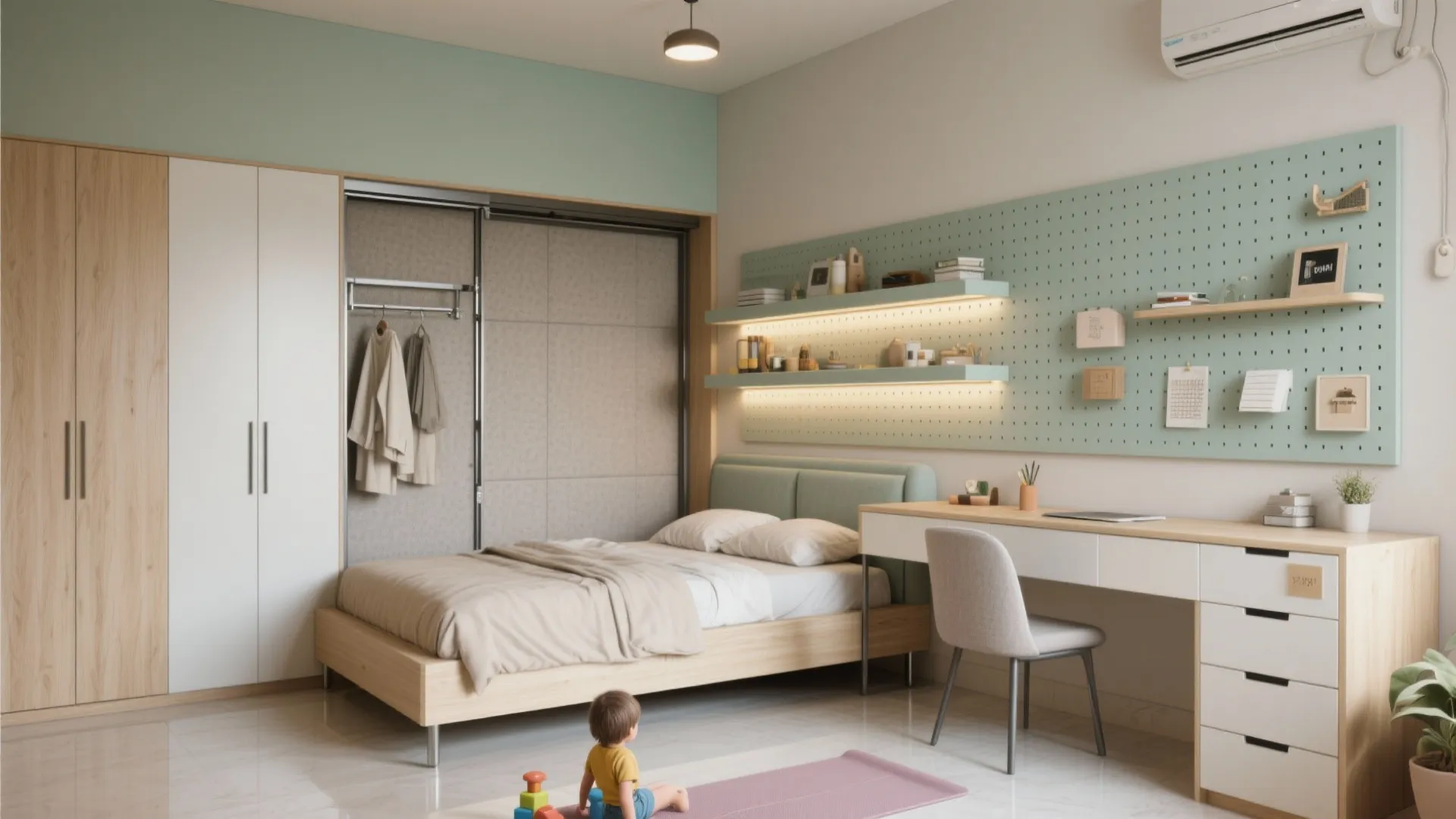 Multi-functional second bedroom: study + guest room