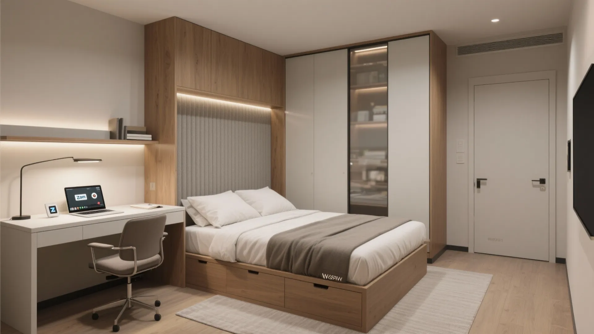 Flexible study-guest room with acoustic privacy