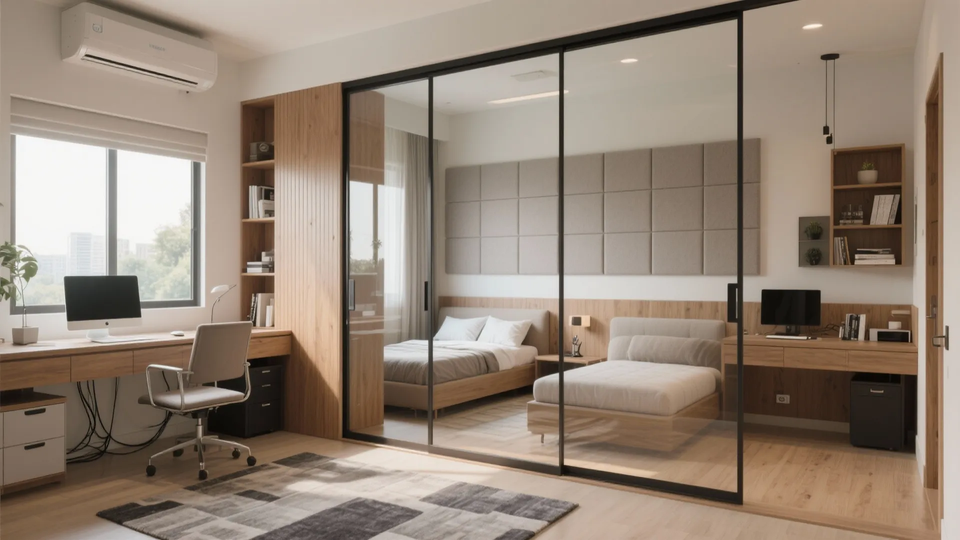 Flexible Study-Guest Room with Sliding Partition