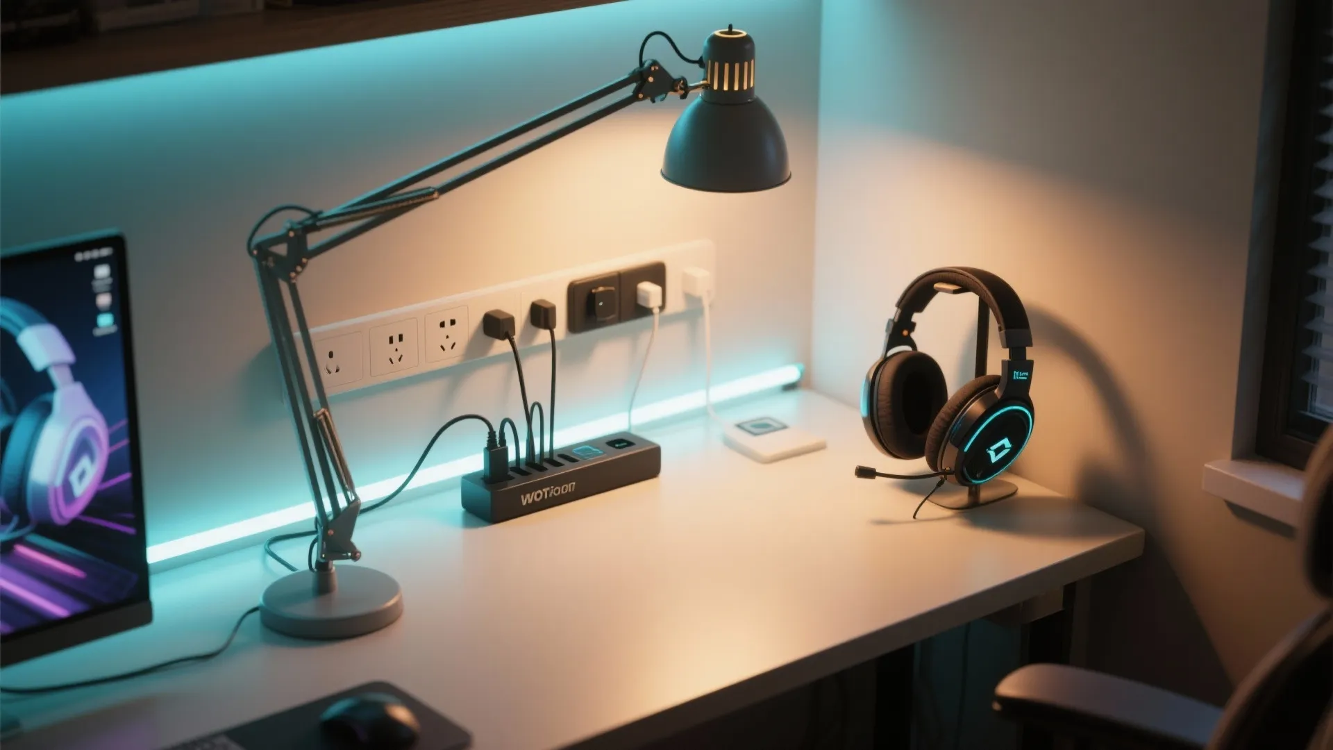 4. Flexible study nook with mood lighting