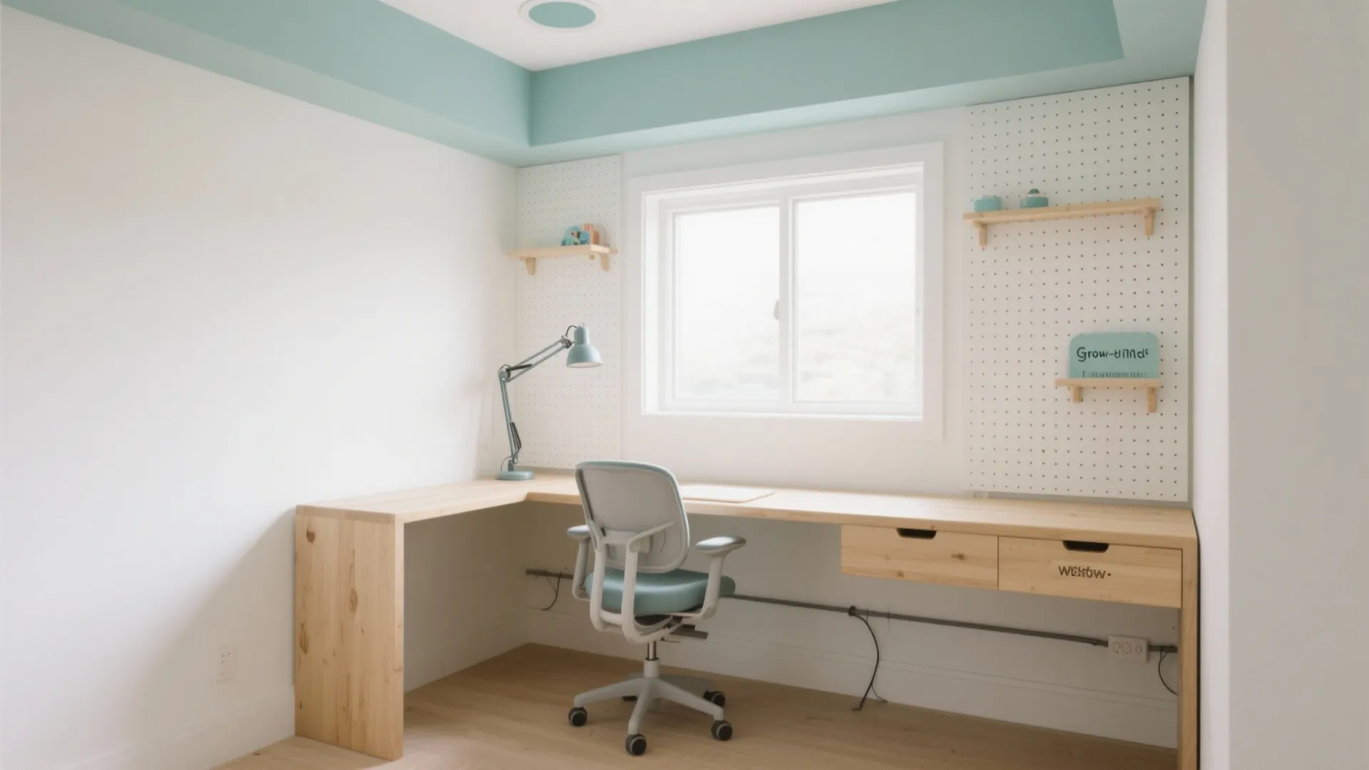 Grow-with-Me Study Nook (Pegboard + Adjustable Task Light)