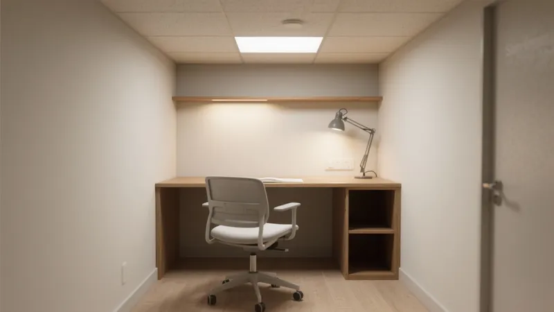 Compact Home Office Design with Wooden Desk & Ergonomic Chair