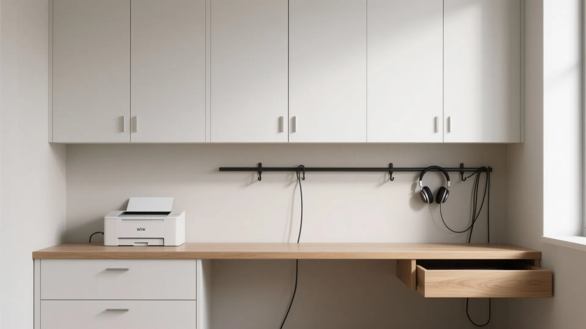 Minimalist Study Storage That Hides Visual Noise