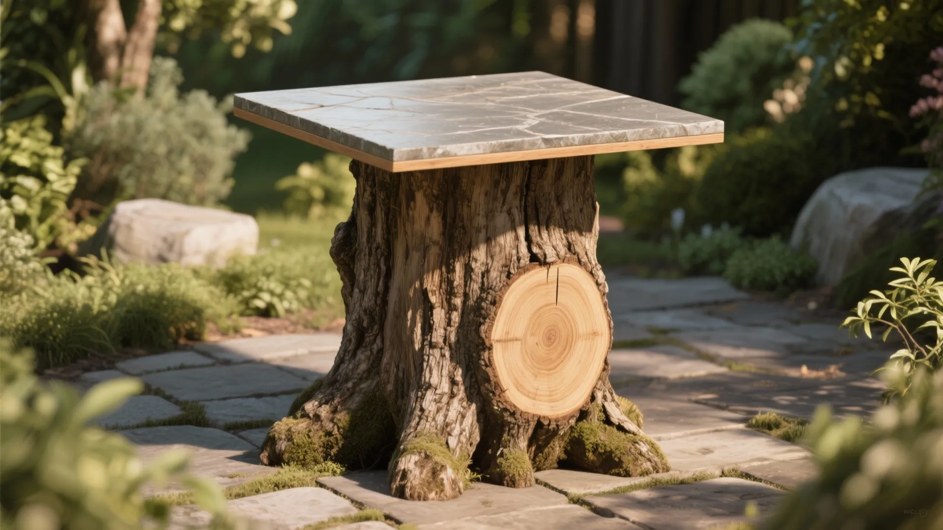 5. Repurposed Stump or Stone Base