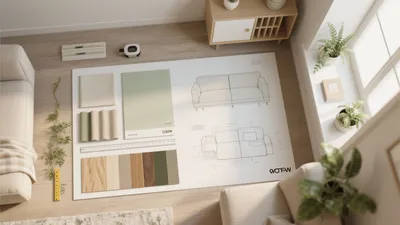 Design Planning Living Room with Material Samples