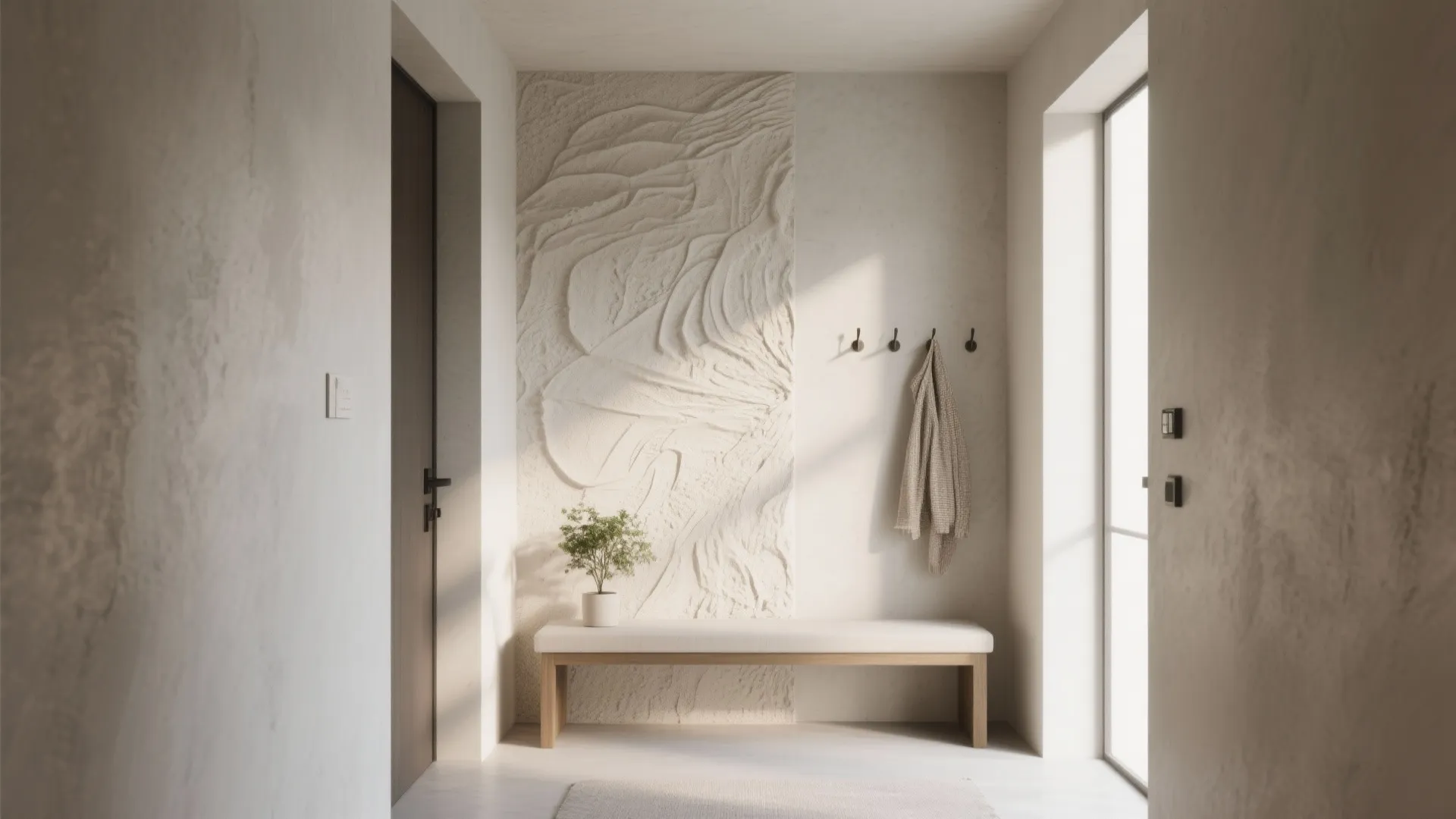 Subtle 3D Texture, Big Calm: Plaster, Linen, and Microcement Effects