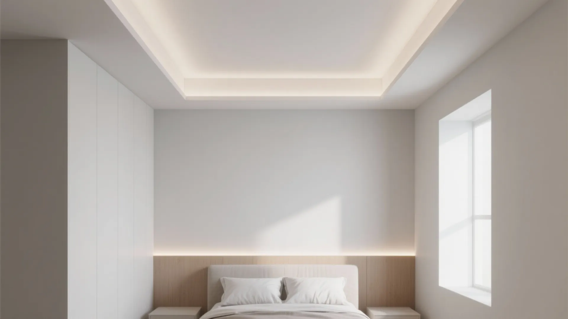 Subtle tray ceiling to “fake” height