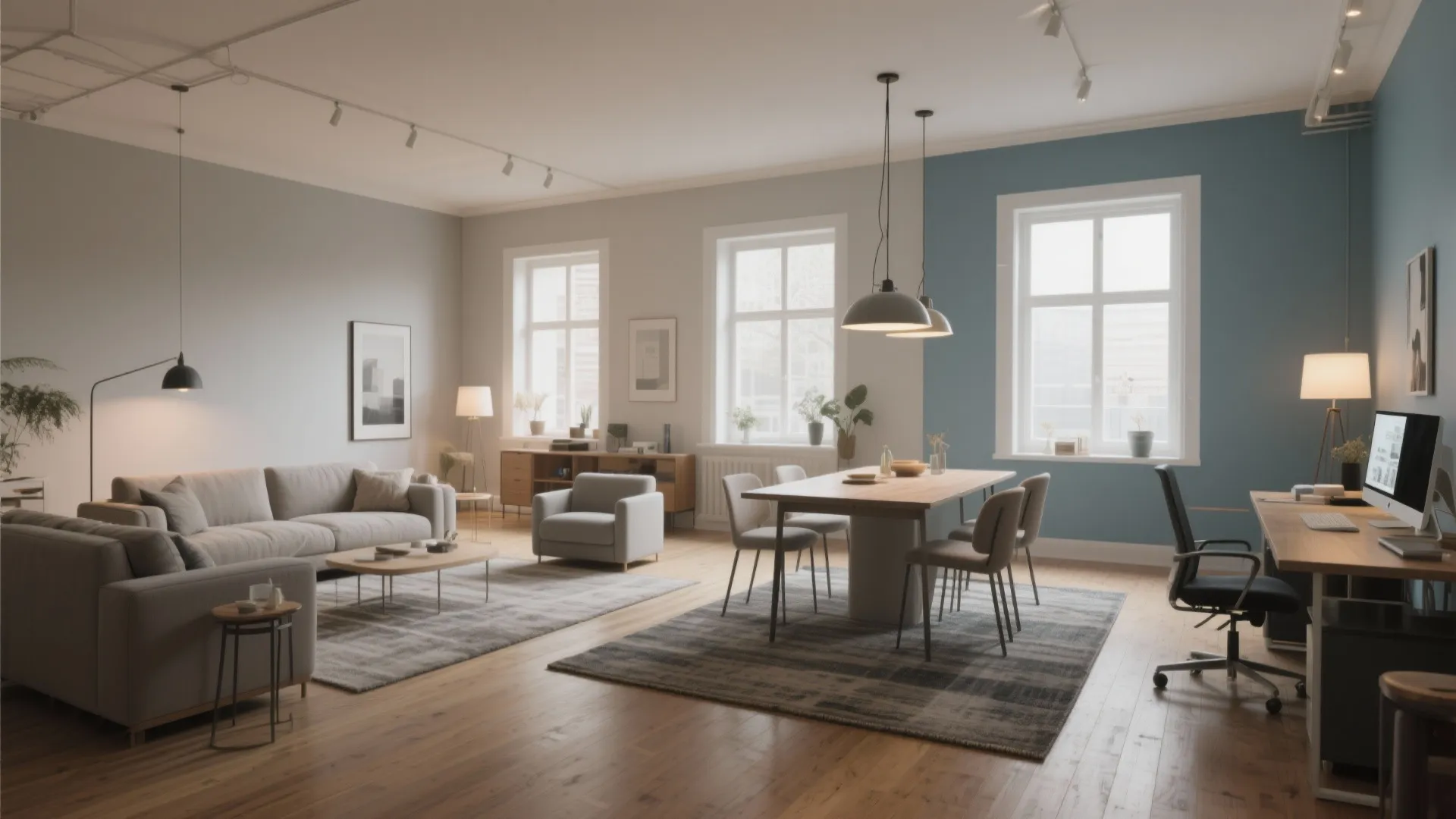 3. Create zones with subtle color shifts in open plans