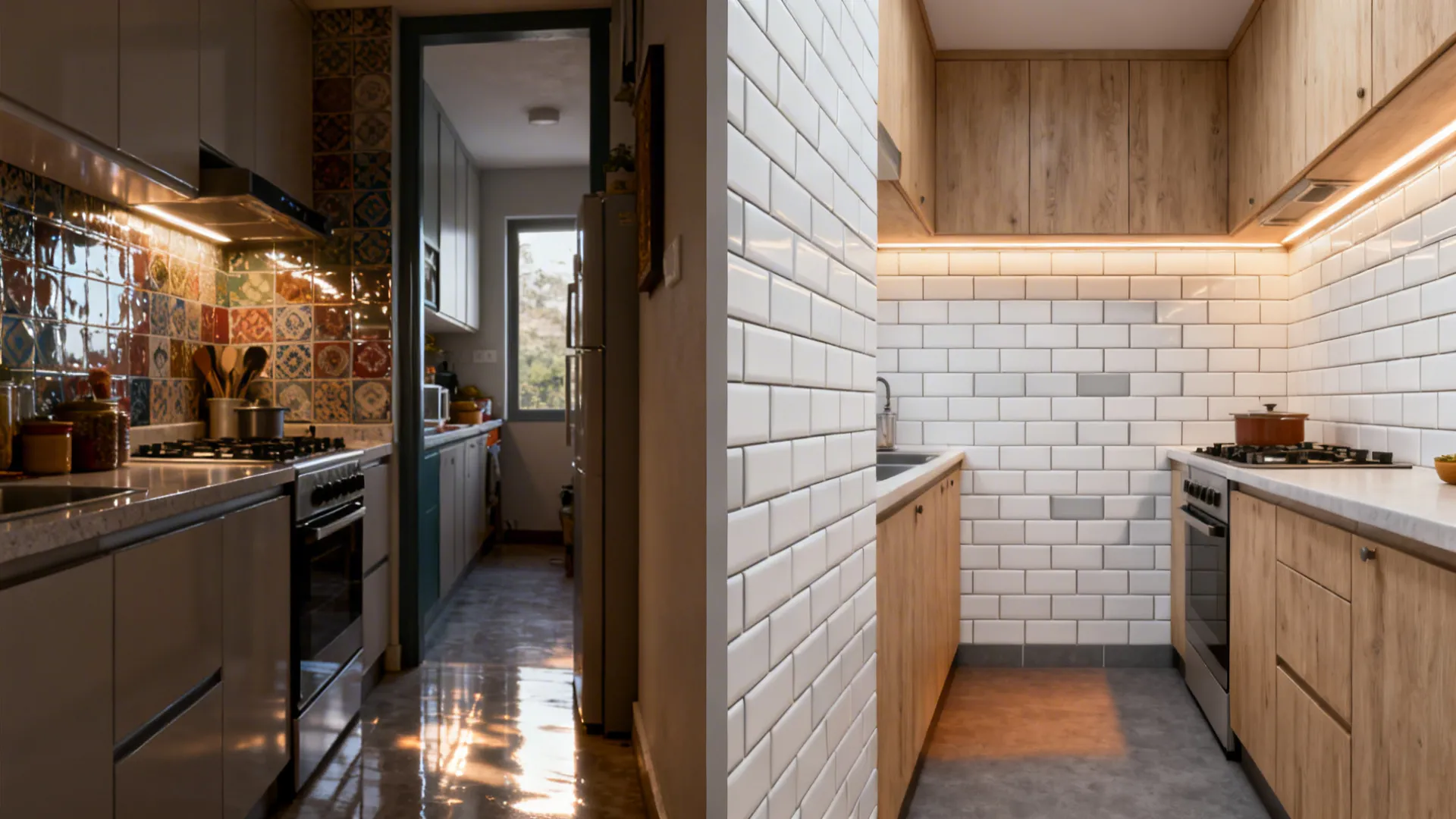 1) Minimal Matte Subway Backsplash