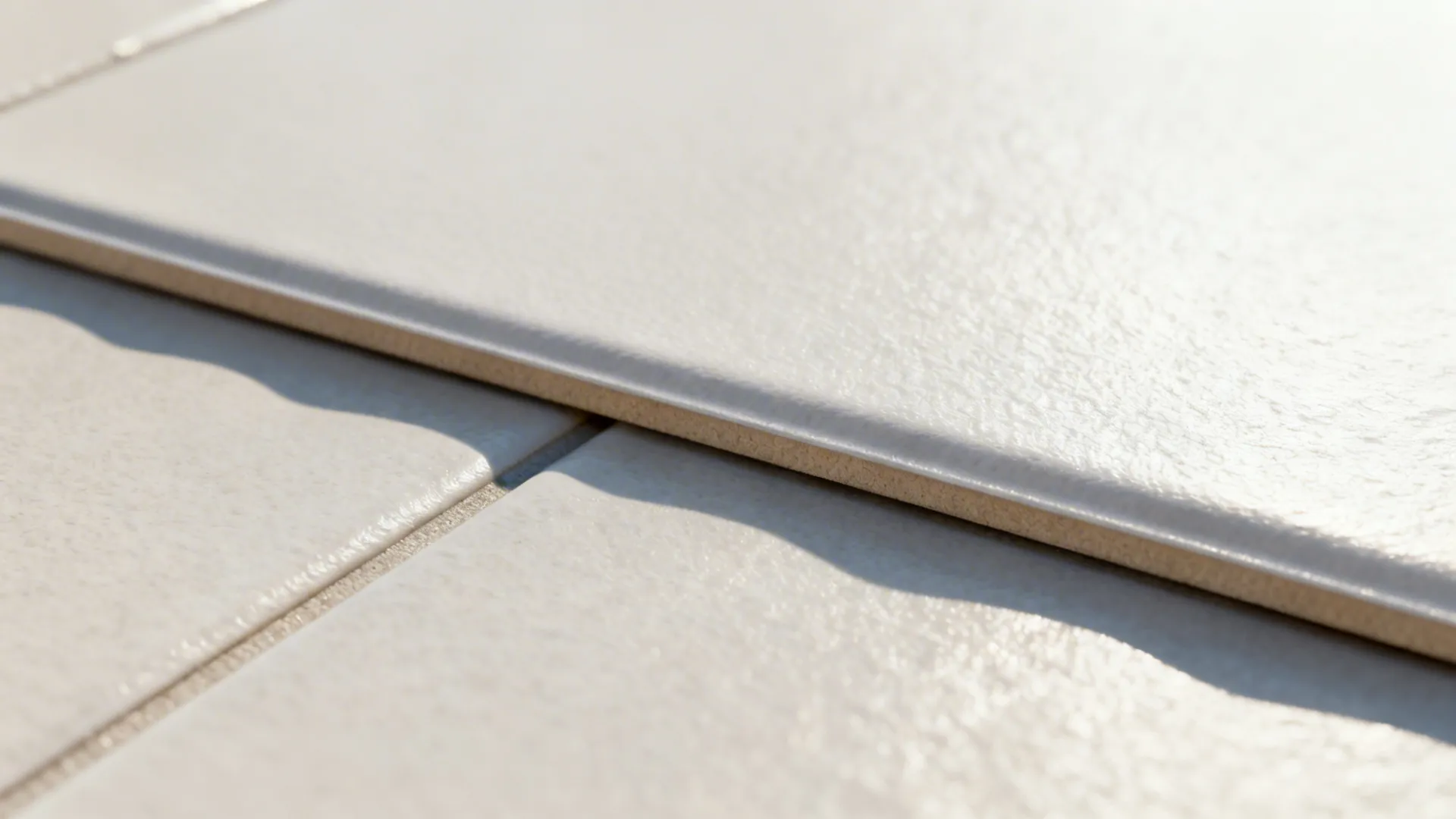 Macro of micro-beveled PVC showing subtle ridge and shadow line.