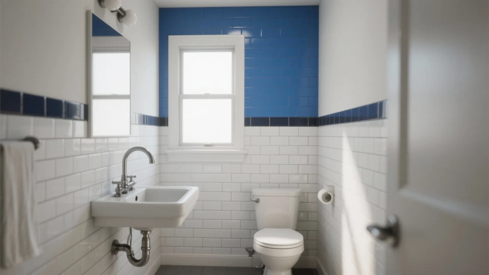 1. Classic Subway with a Blue Accent Wall