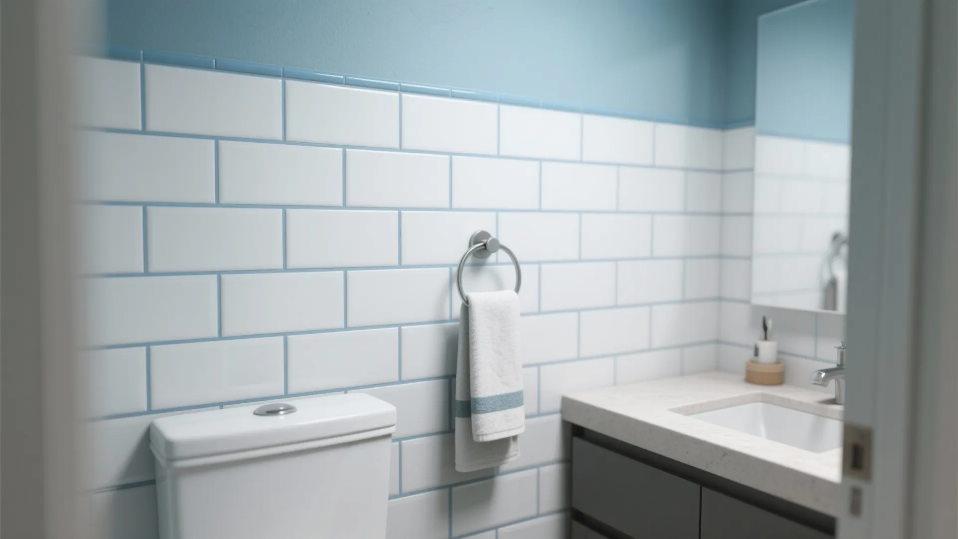 2. Subway Tile with Blue Grout