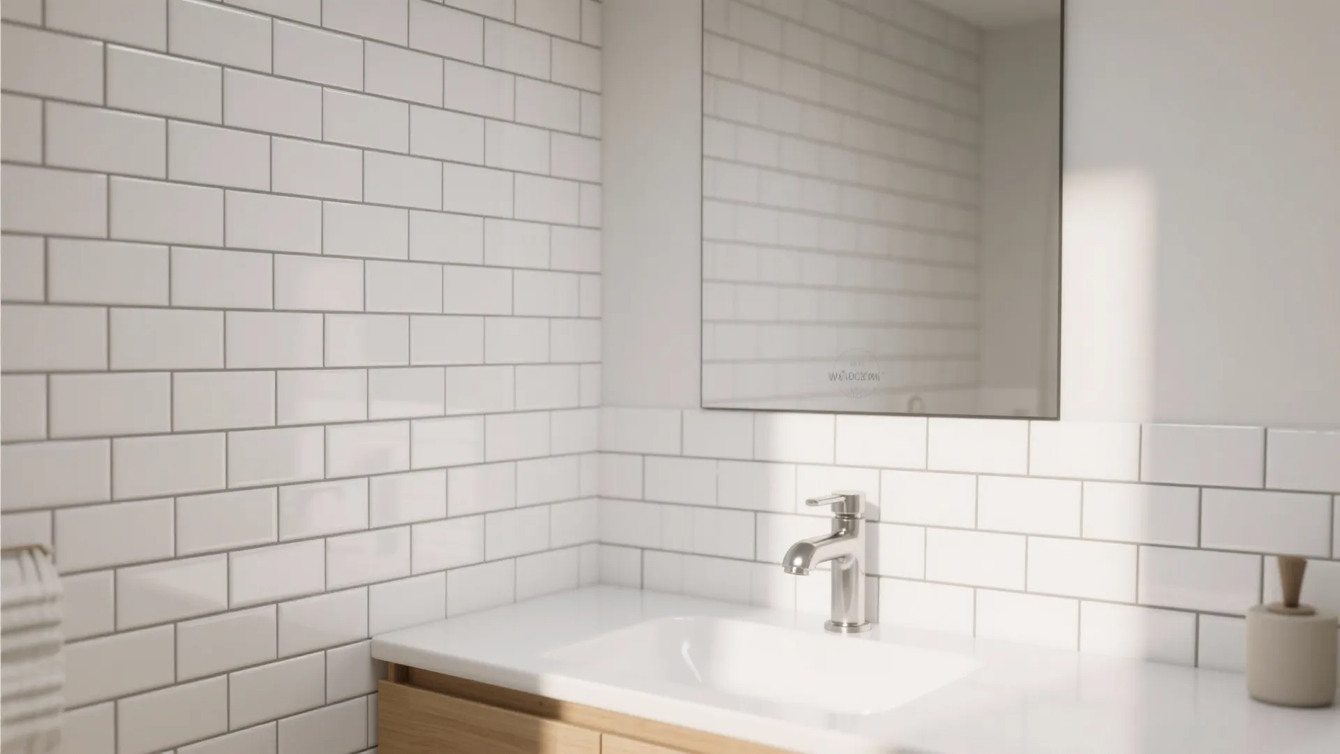 Minimalist White Subway Tile with Contrasting Grout