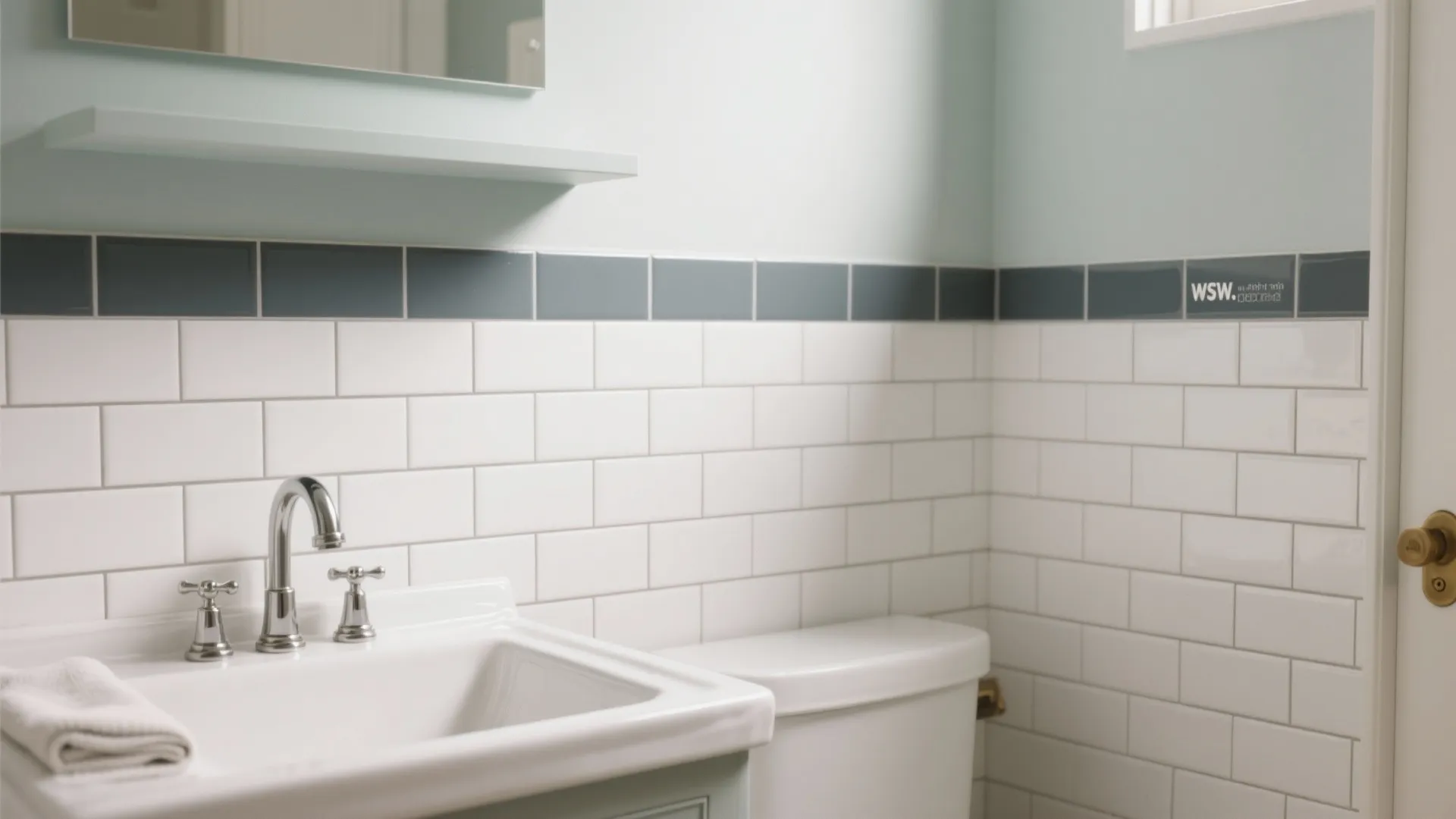 Subway tile stickers with contrasting “grout” lines
