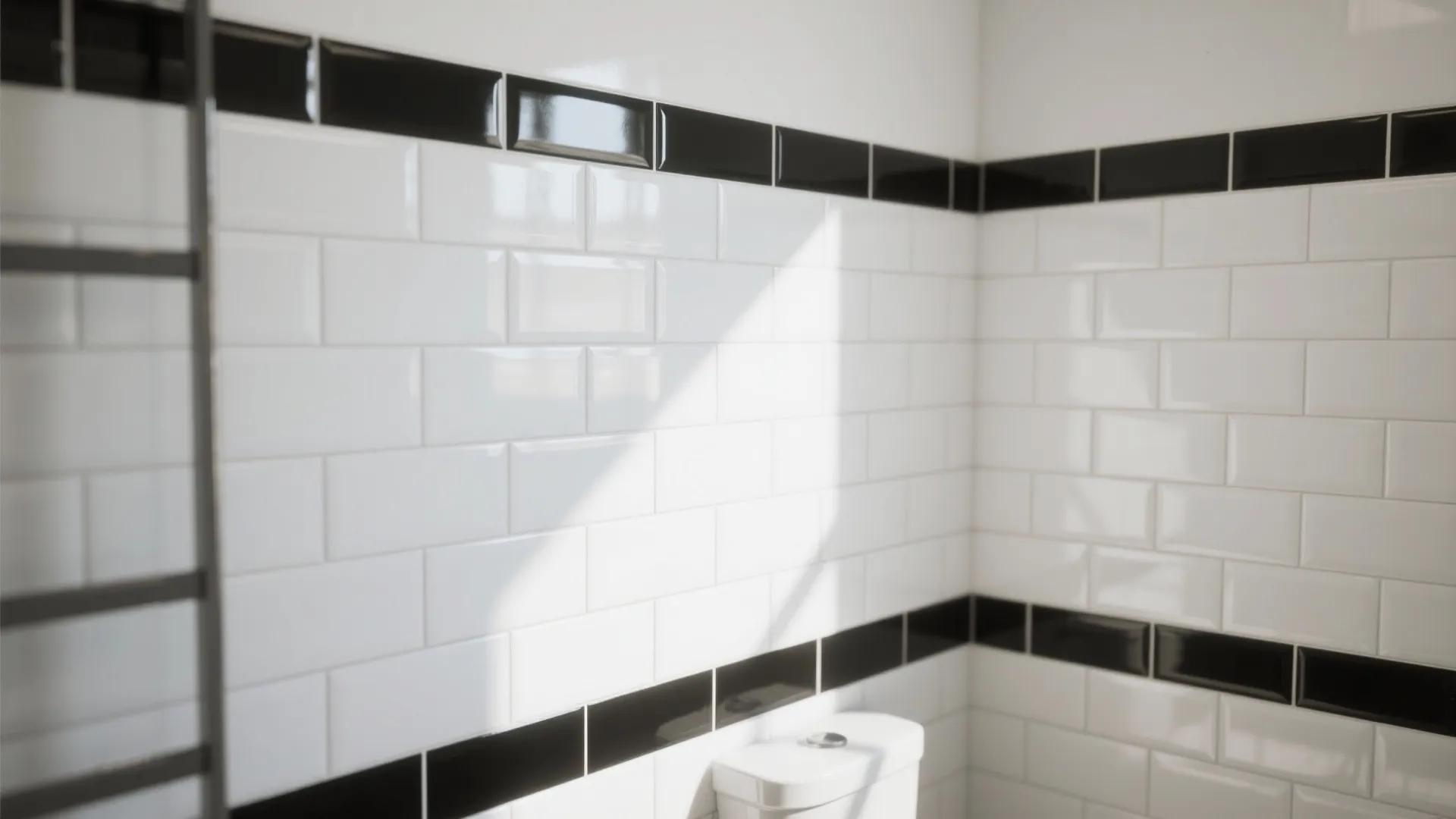 Glossy Subway Tiles with Dark Grout