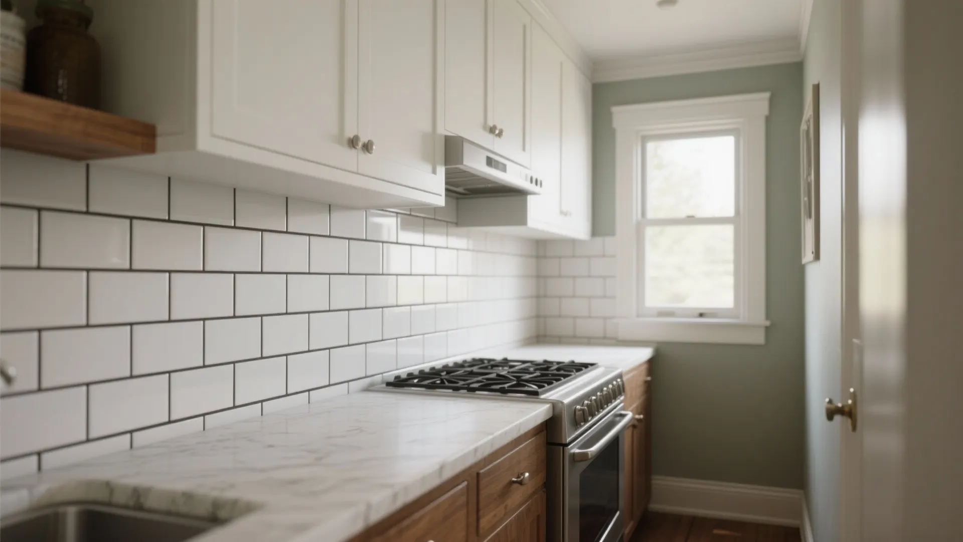 1. Classic White Subway with Dark Grout