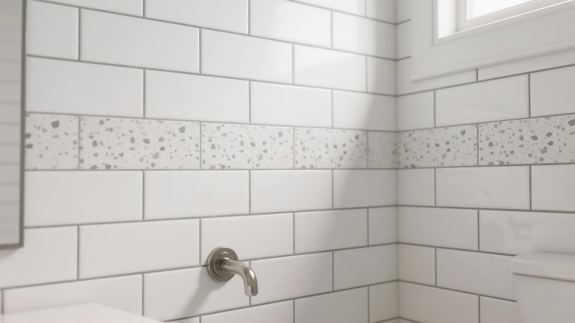 Soft Grey Grout with White Subway Tiles