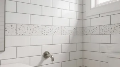 Modern Bathroom Tile Design with Terrazzo Accent Band