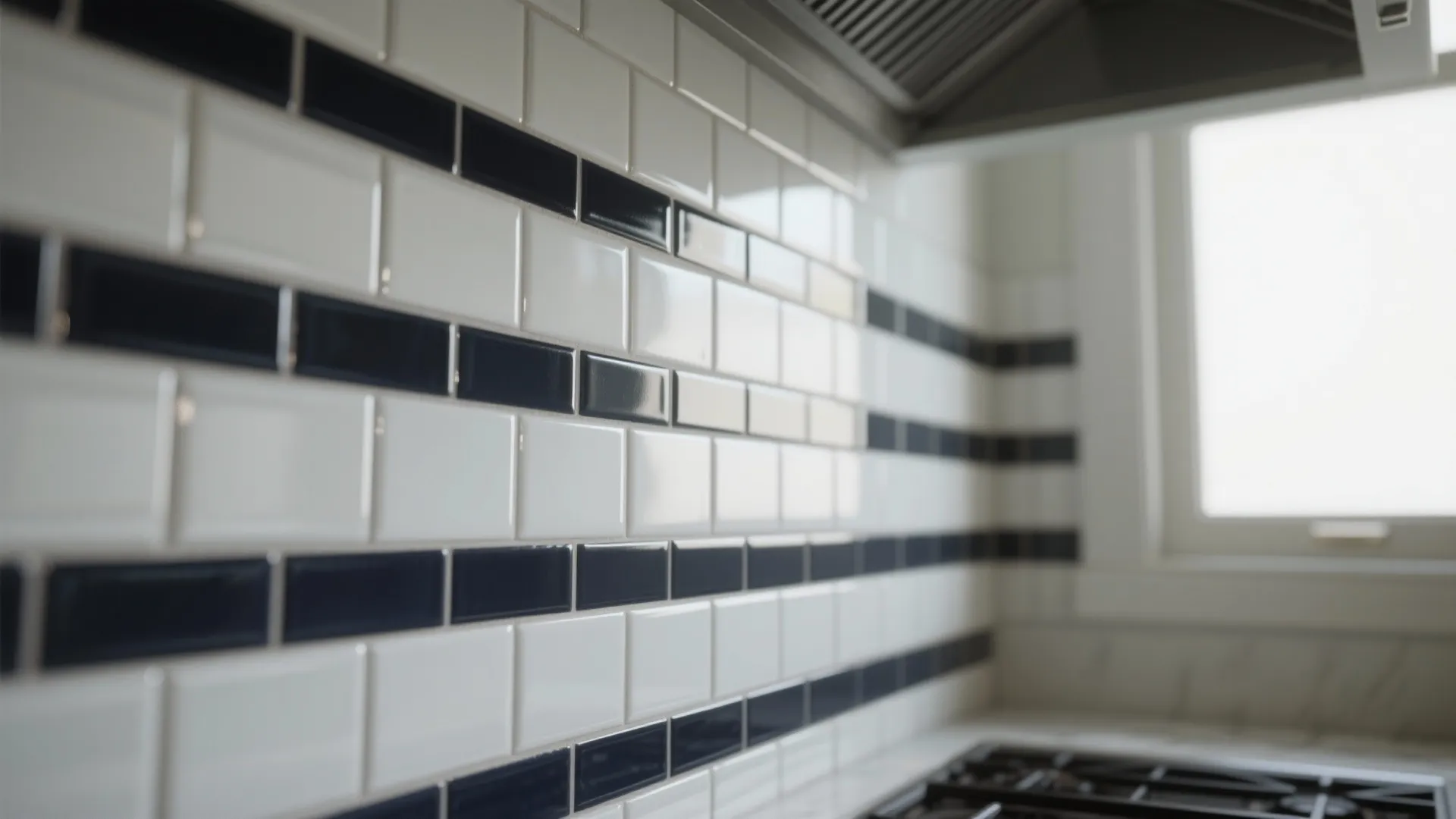 Glossy subway tiles with colored grout