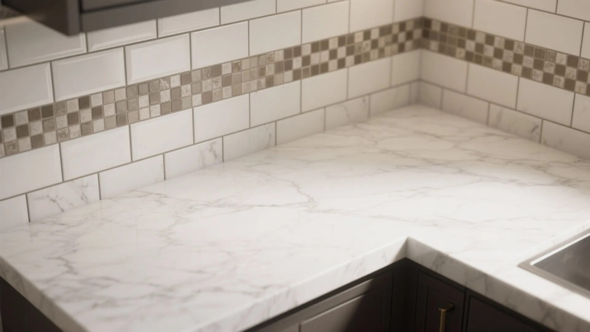 2. Use a subtle grout or contrast backsplash