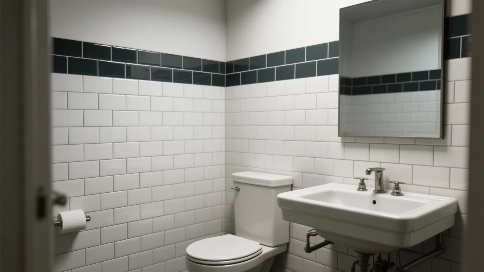 1. Timeless Subway Half Wall with Contrasting Grout