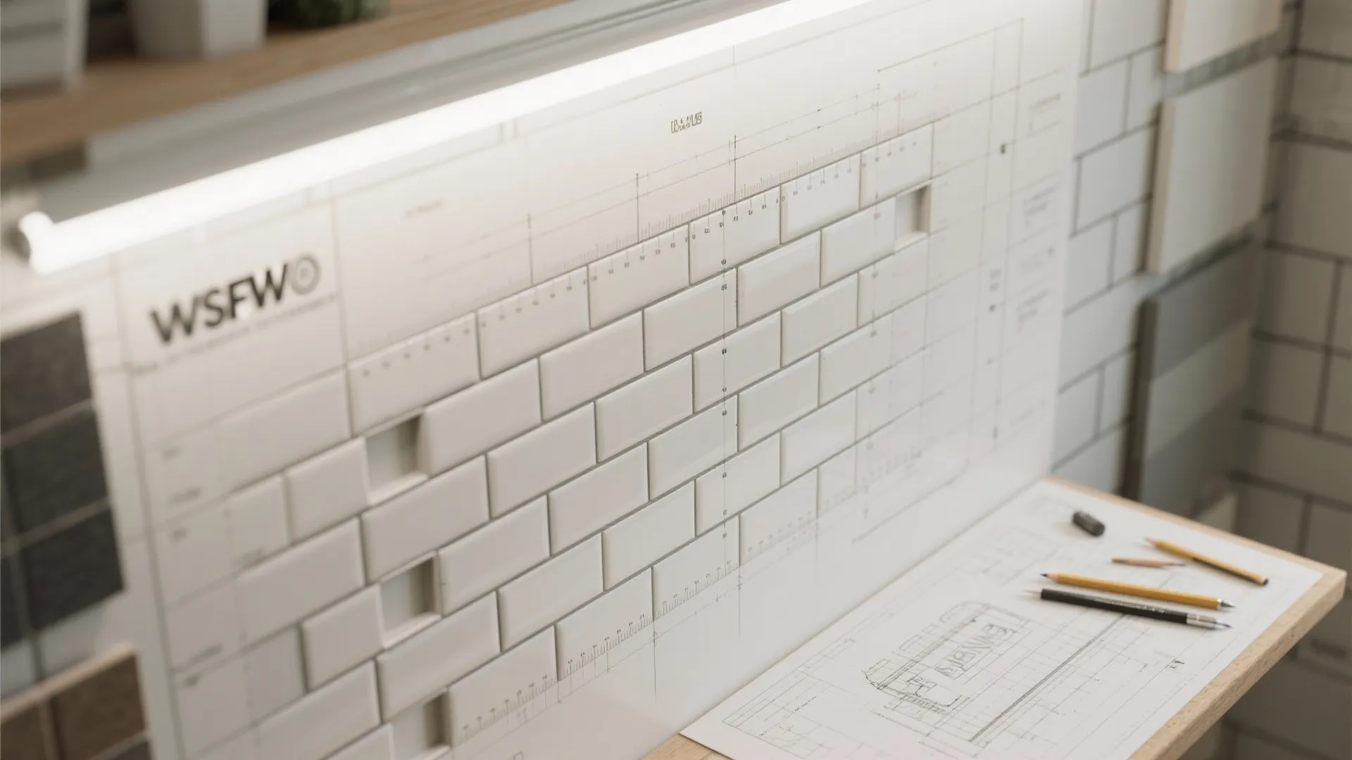 Vertical subway tiles with stacked joints