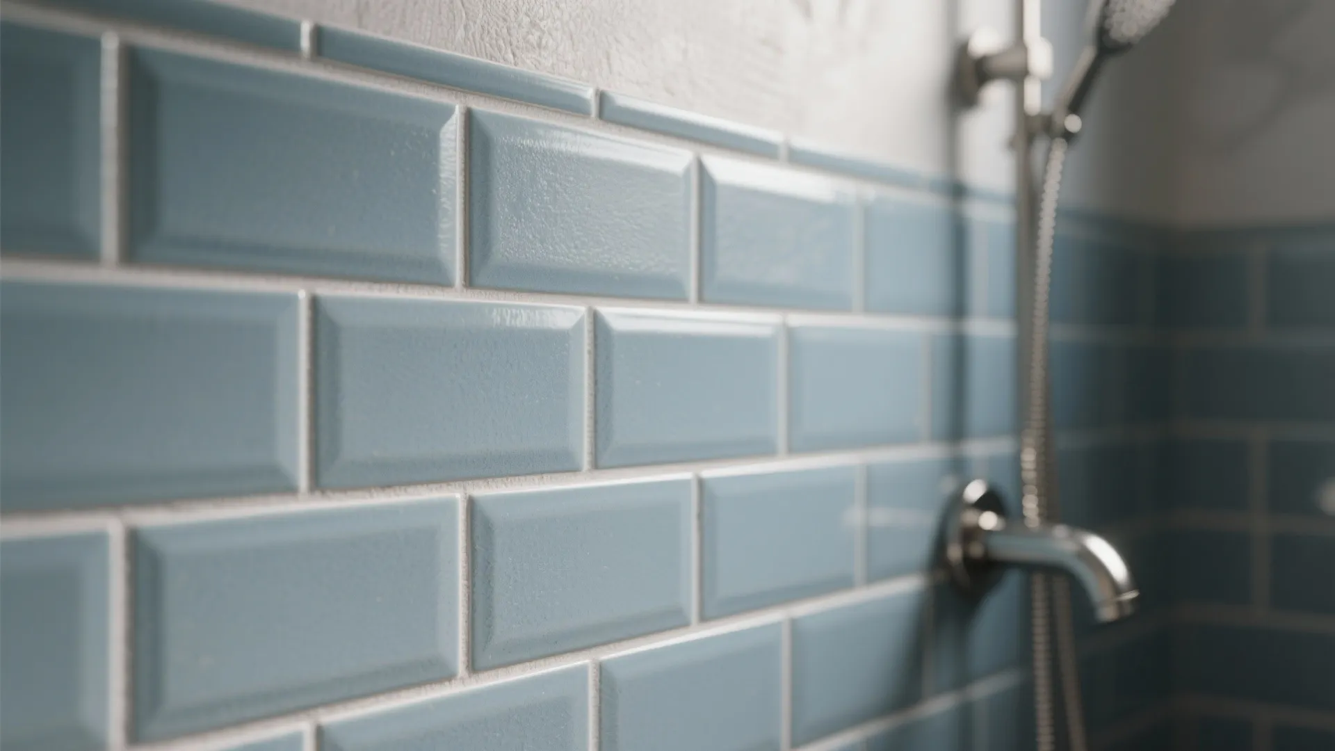 Blue-Grey Subway Tiles for a Calm Bath