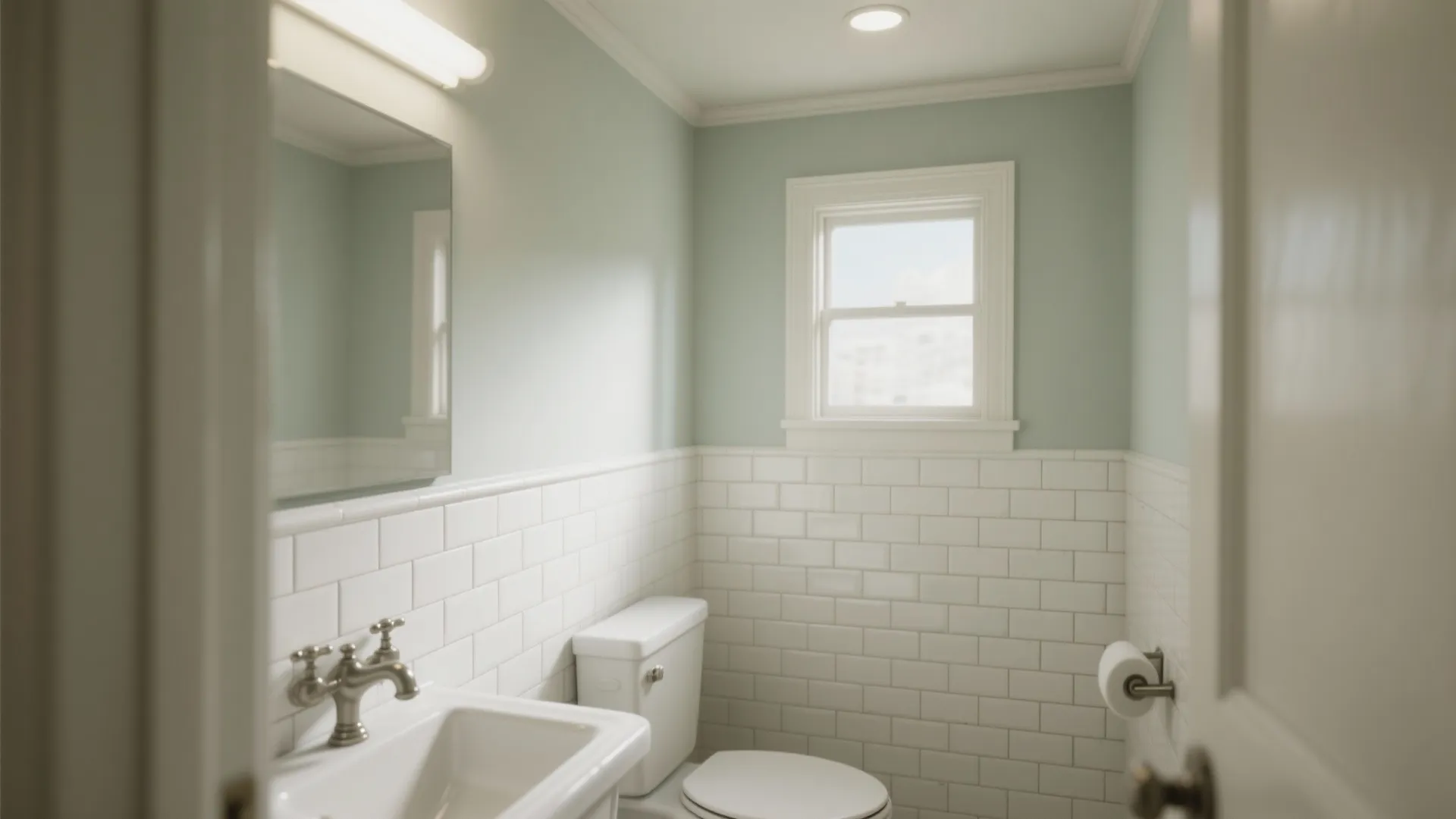 Idea 1: Classic subway tile to mid-wall with painted upper walls