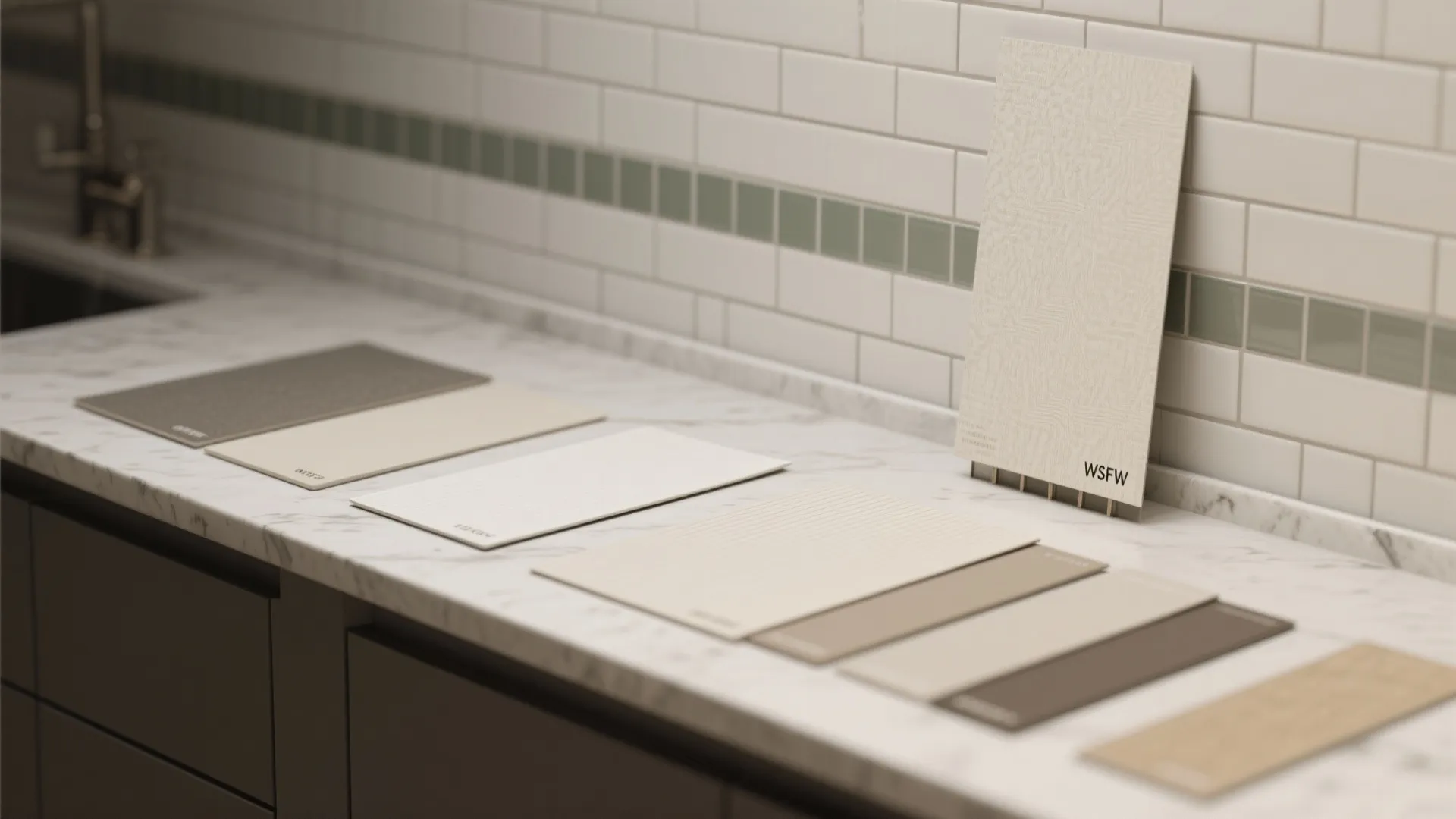 3. Subway-patterned wallpaper for a clean, tile-like look