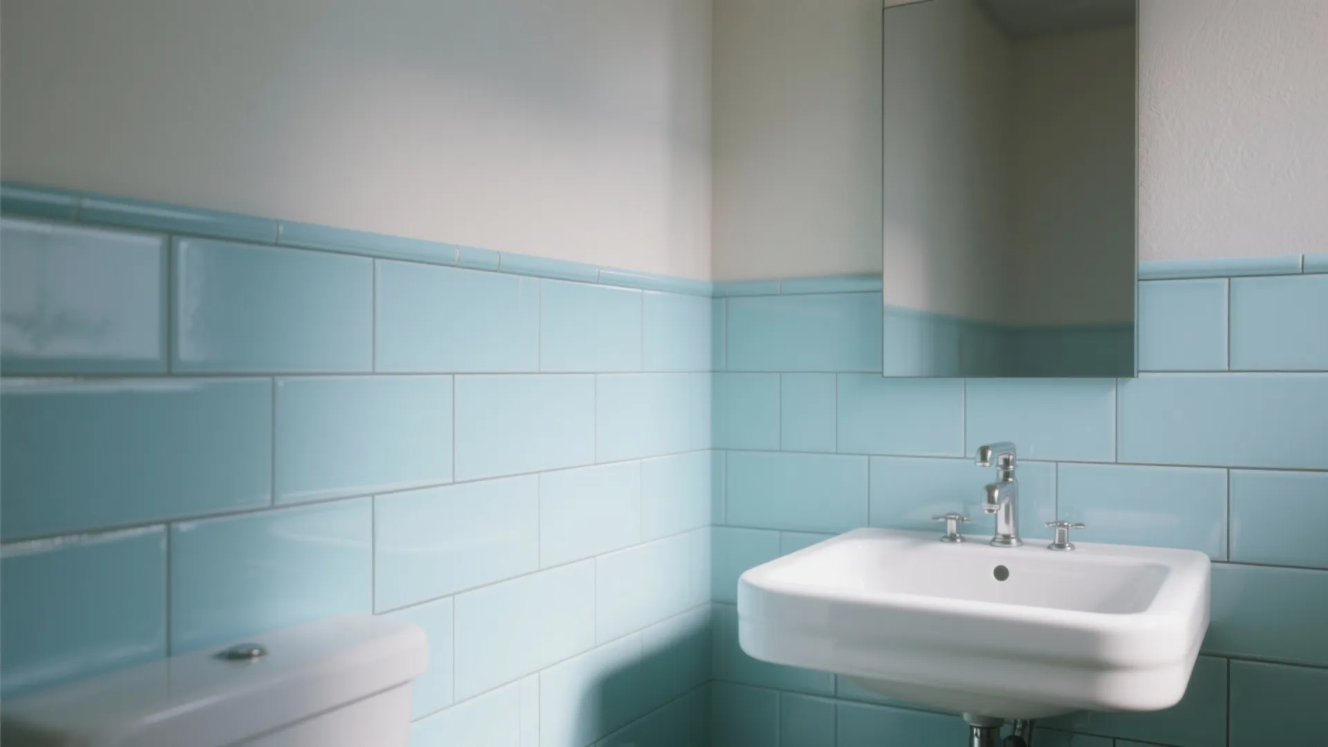 1. Subway tiles in pale sky blue