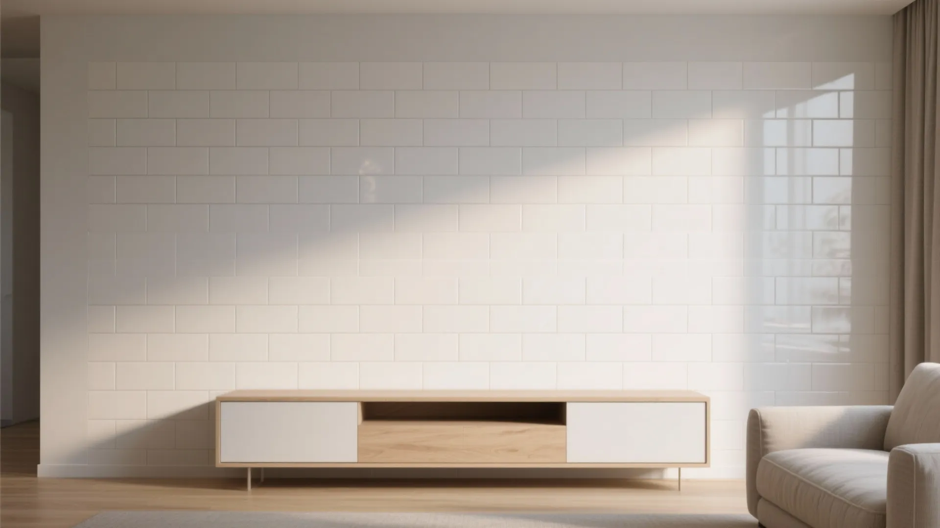 Minimal subway tiles with soft grout