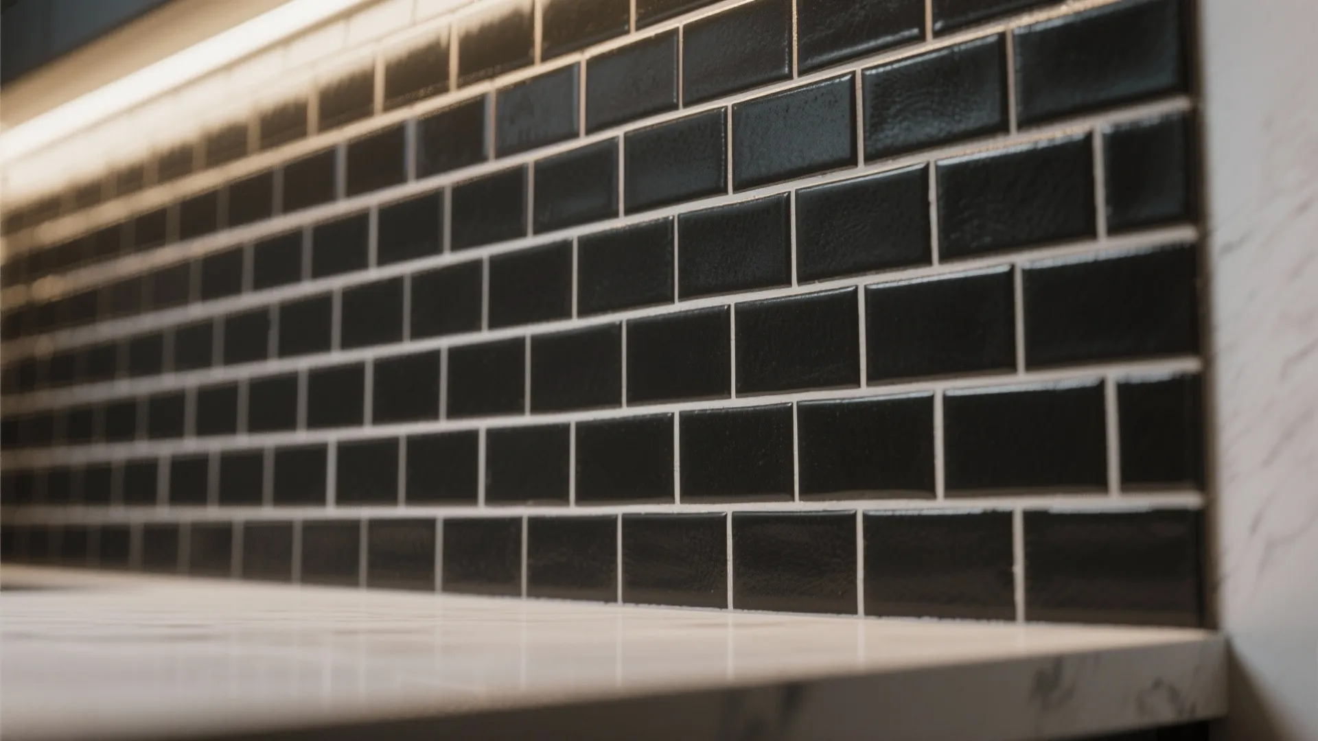 1. Matte black subway tiles with bright grout