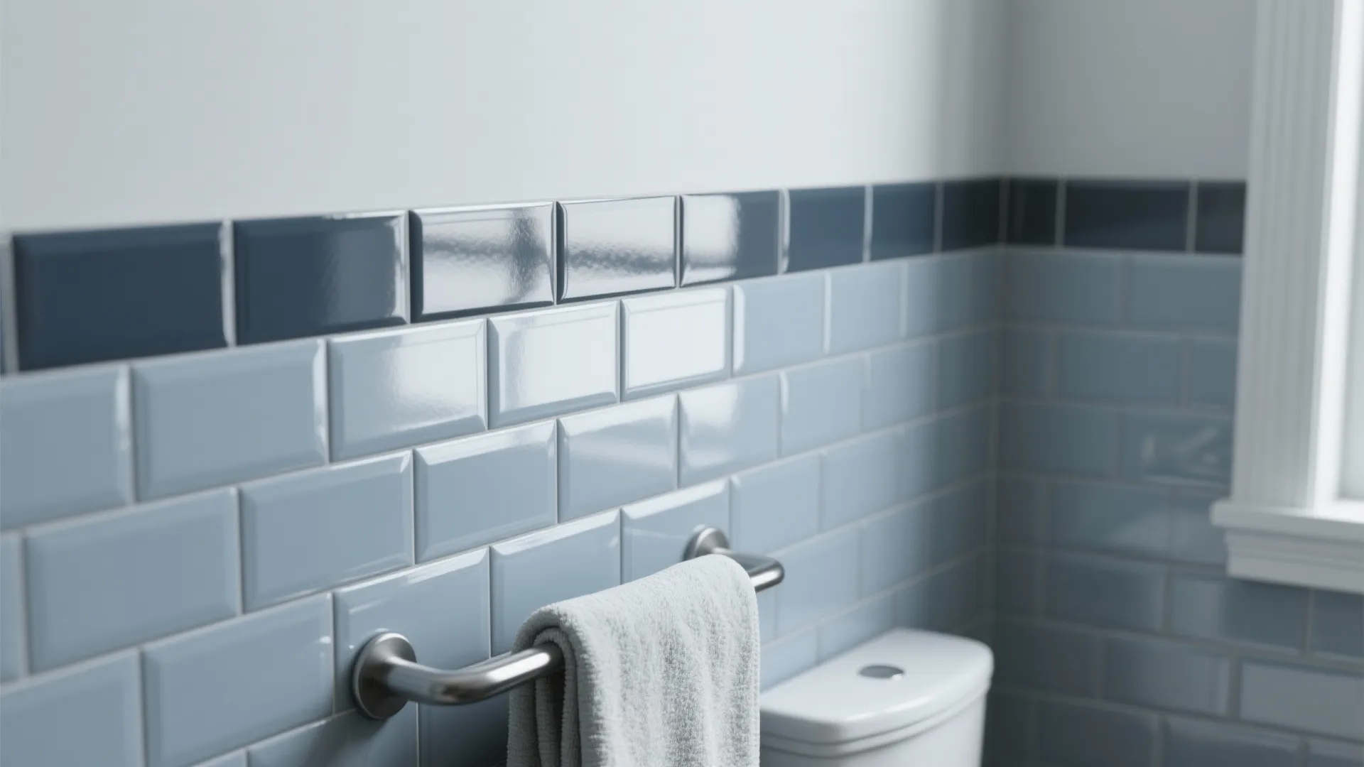 2. Gray-Blue Subway Tile as a Half Wall