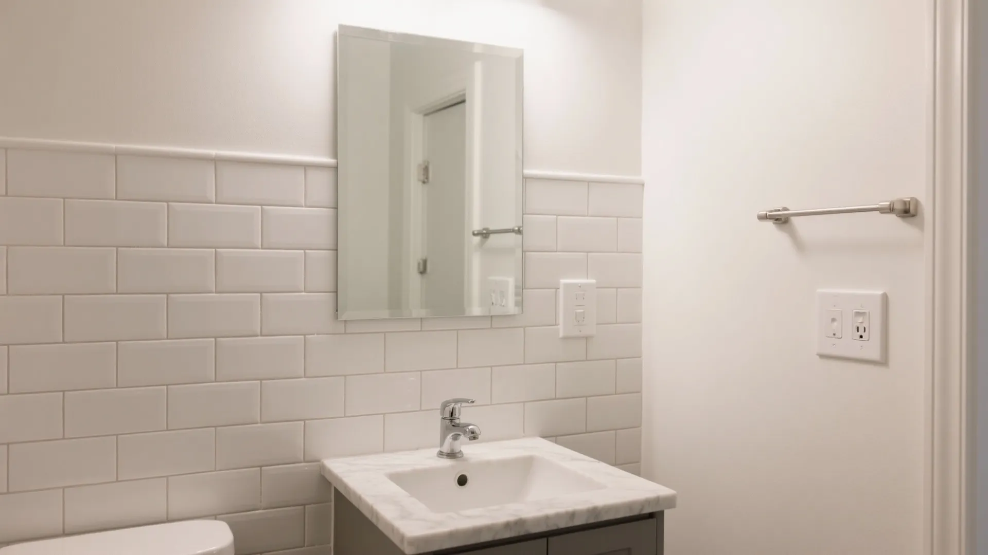 1) Clean Subway Lines Behind the Vanity