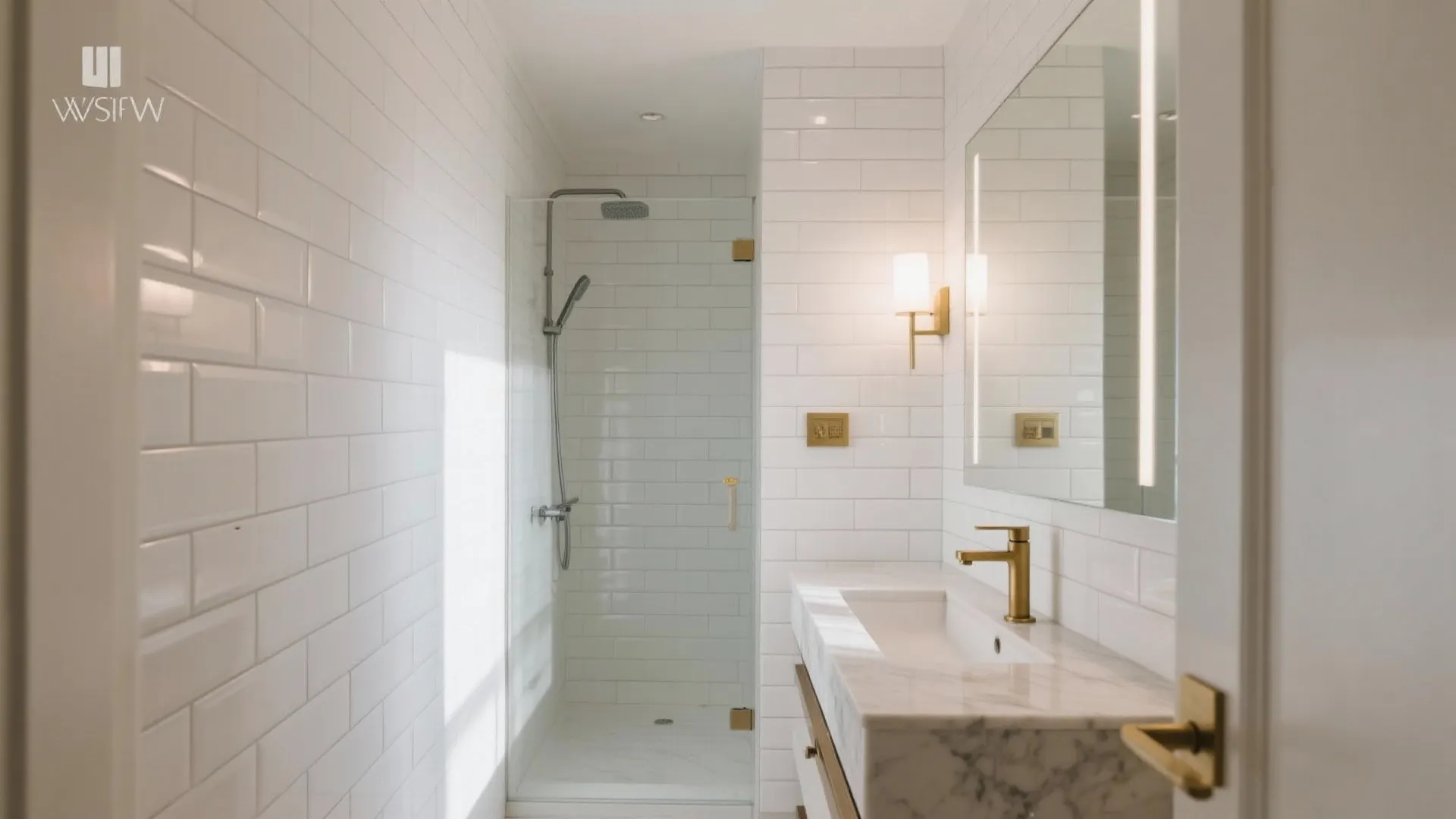 1) Light-bouncing Glossy Subway Tiles (Vertical Stack)