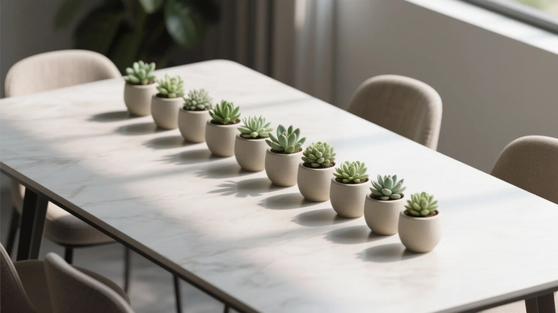 5. Mini Potted Succulent Row