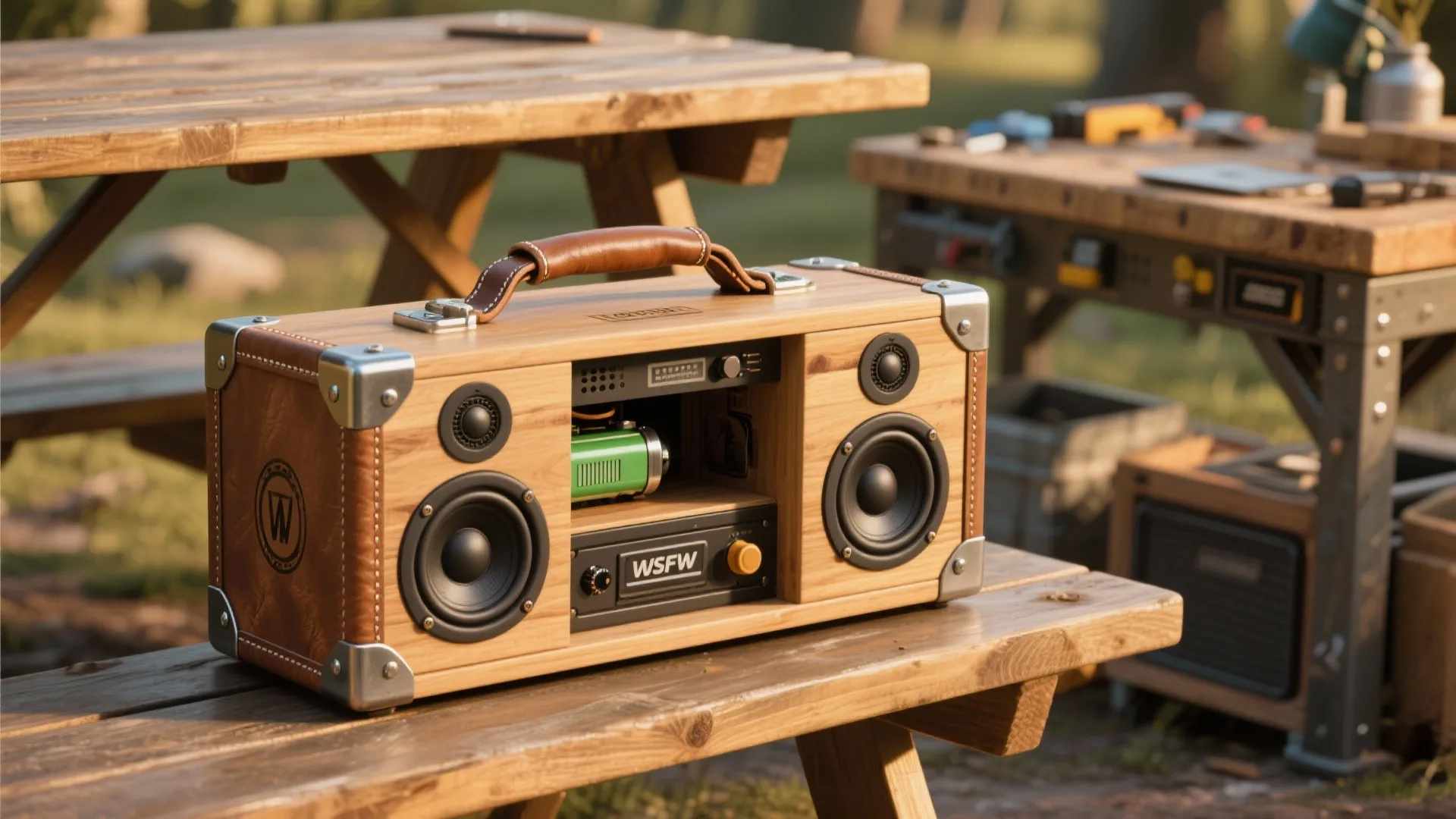 5. Portable suitcase/wood crate speakers