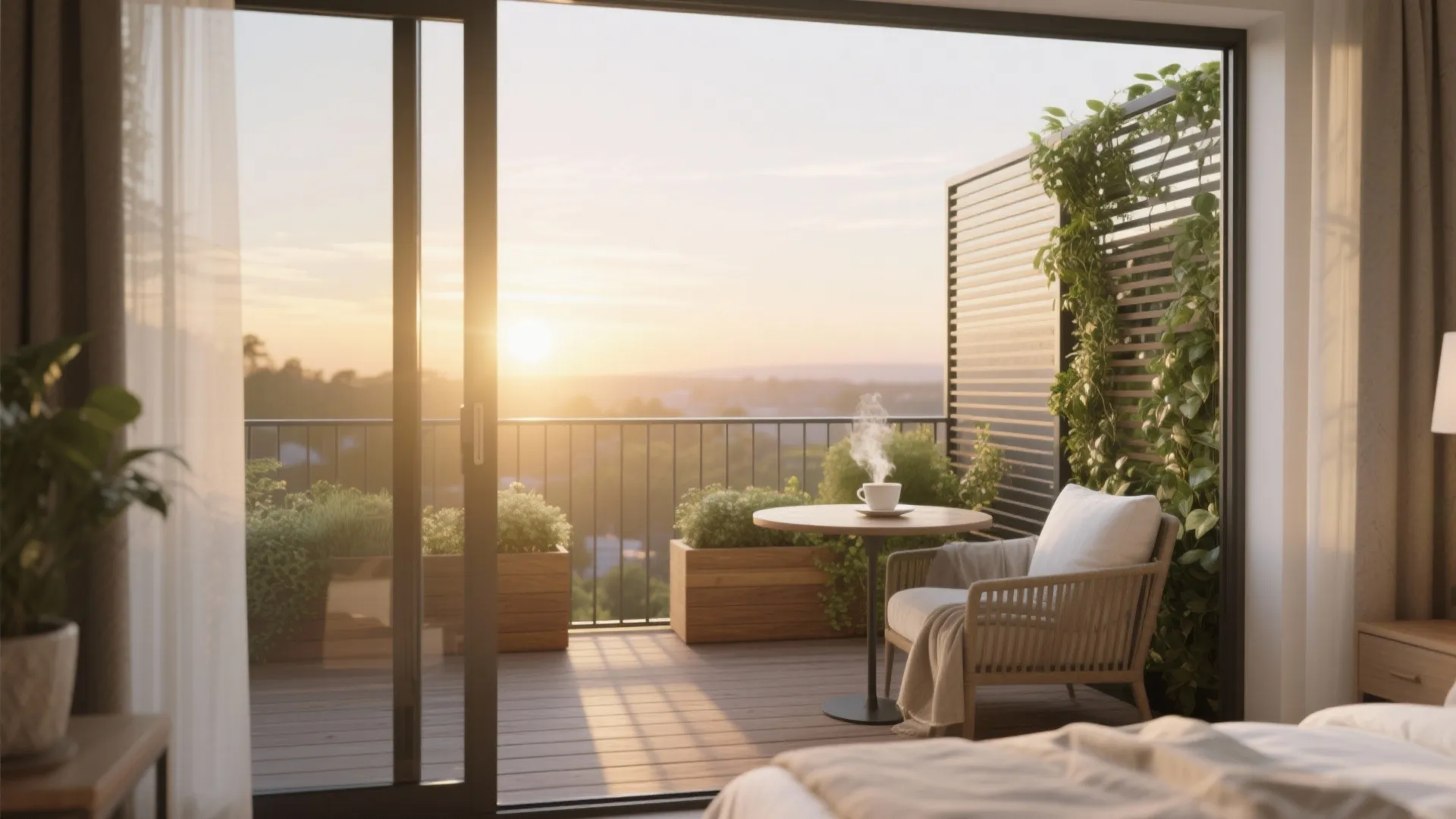 Primary Suite Balcony: Privacy and Morning Sun