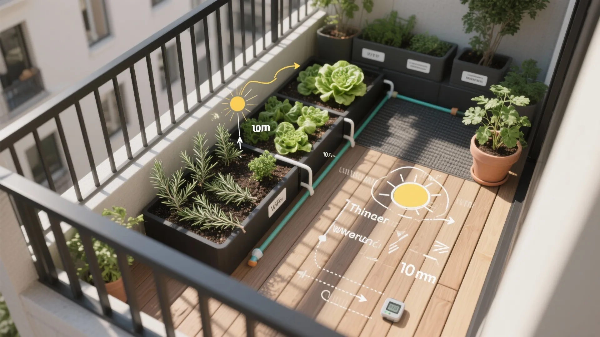 Sun, wind, and watering strategy