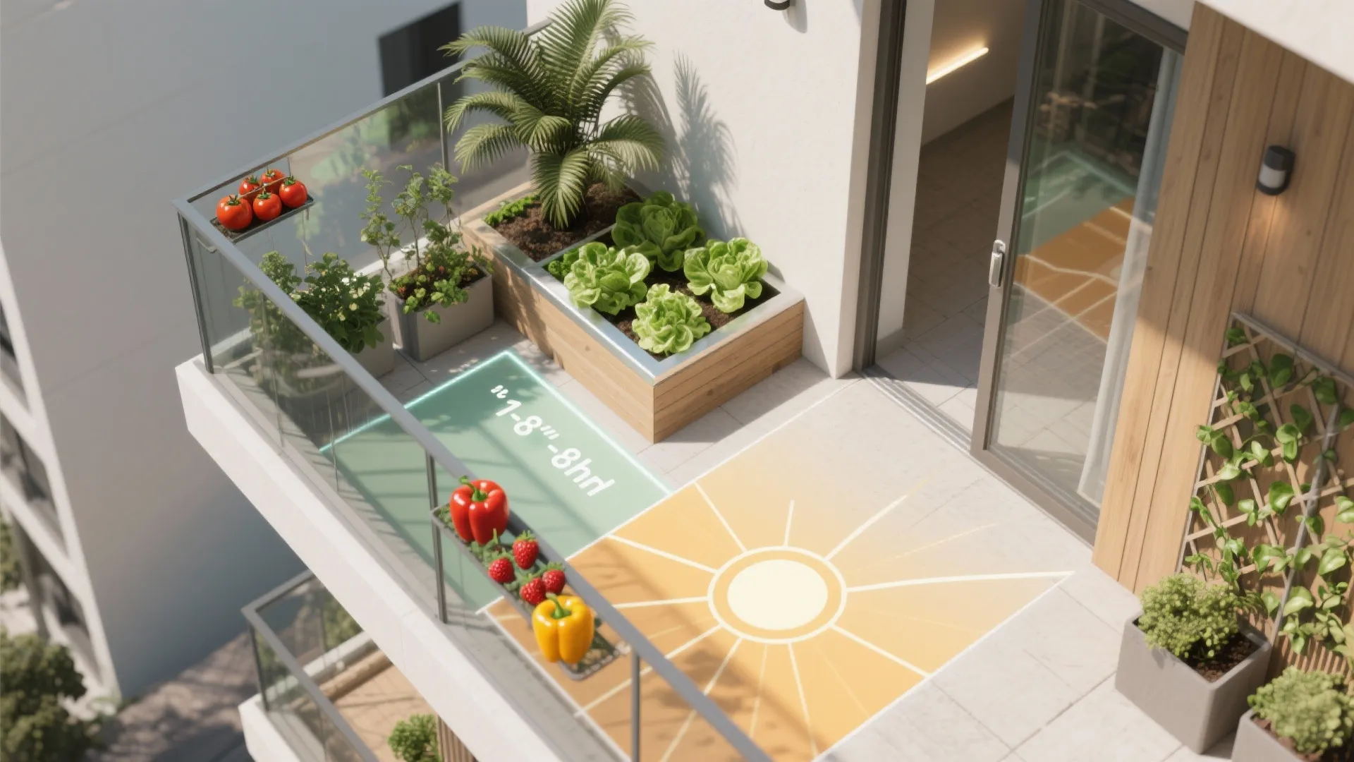 Sun-mapped zones for mixed planting (right plant, right spot)