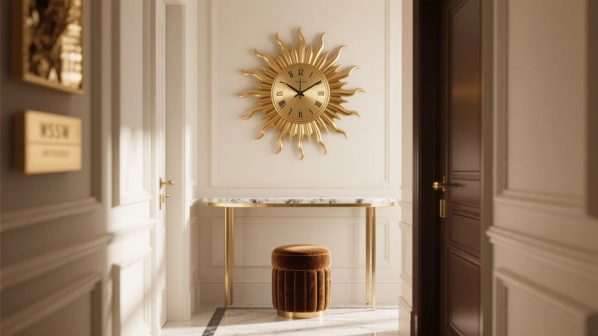 Art Deco Sunburst Brass Clock