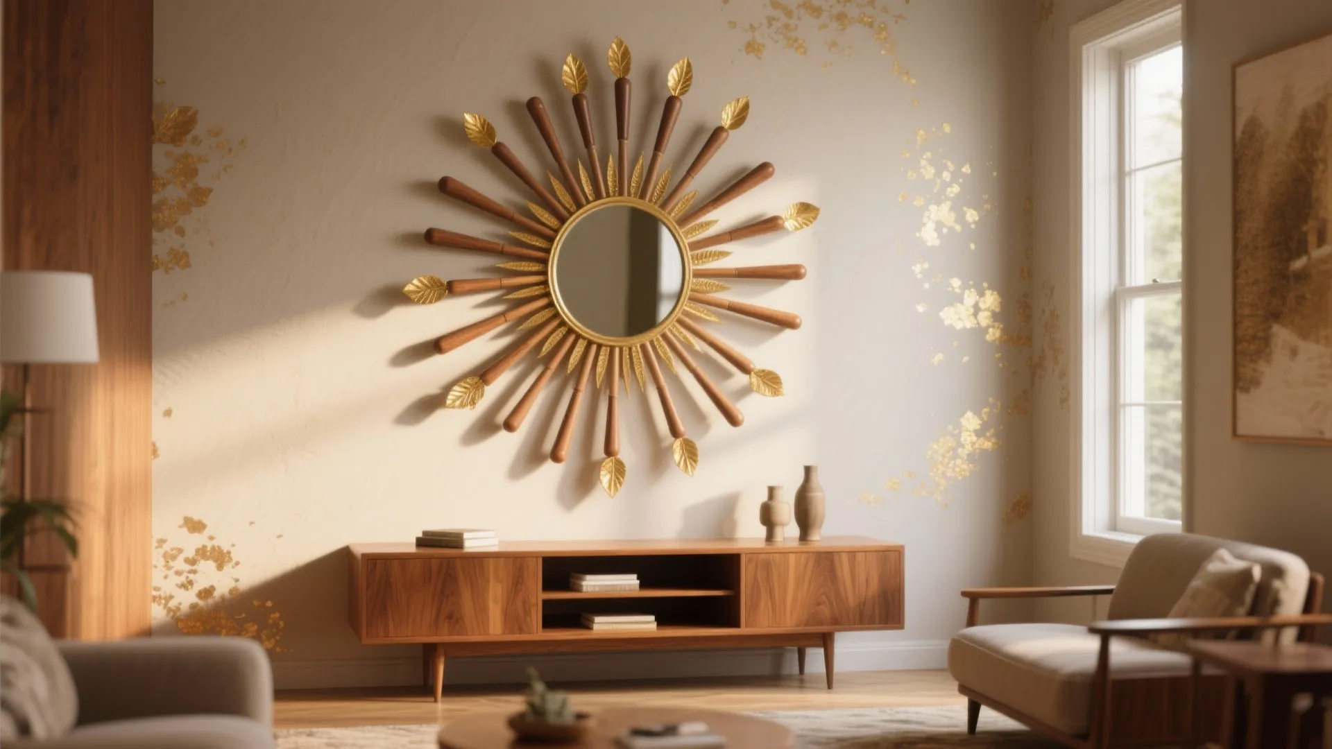 3. Sunburst from Dowels and Gold Leaf