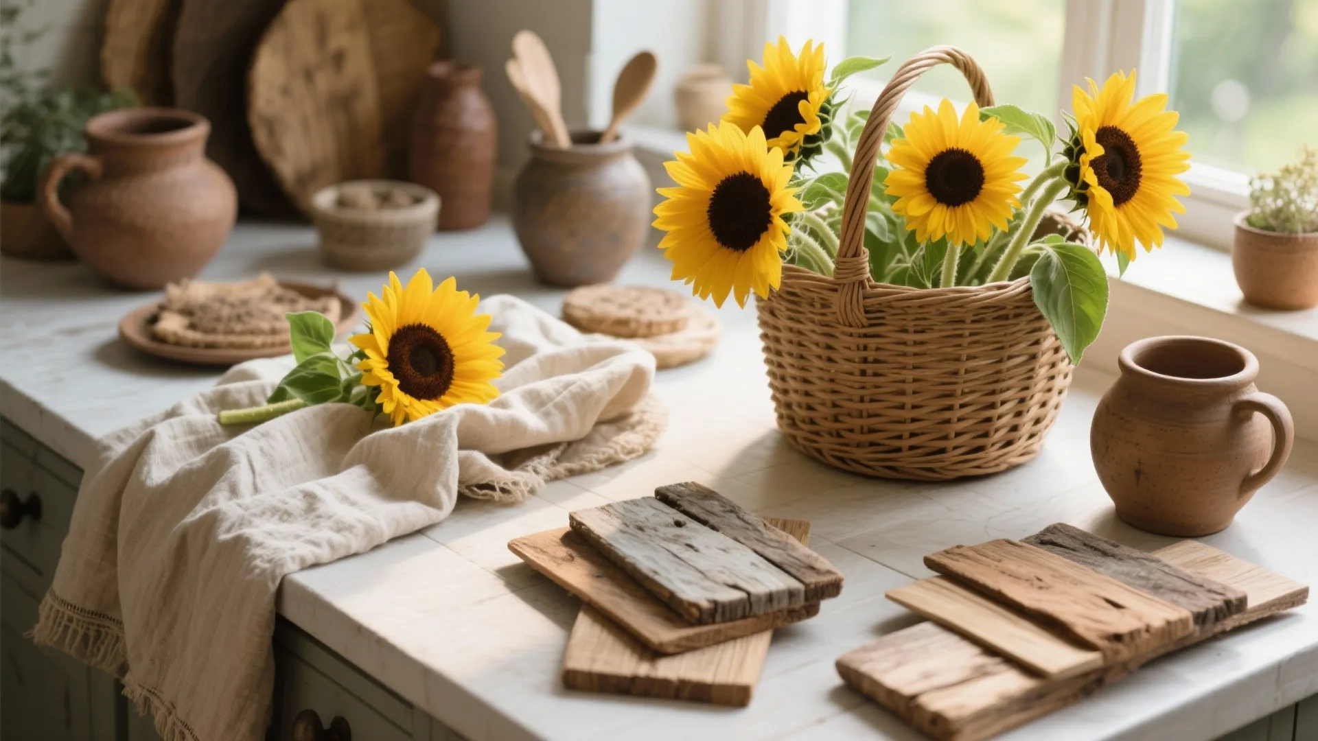 10. Mix of Sunflowers and Natural Textures