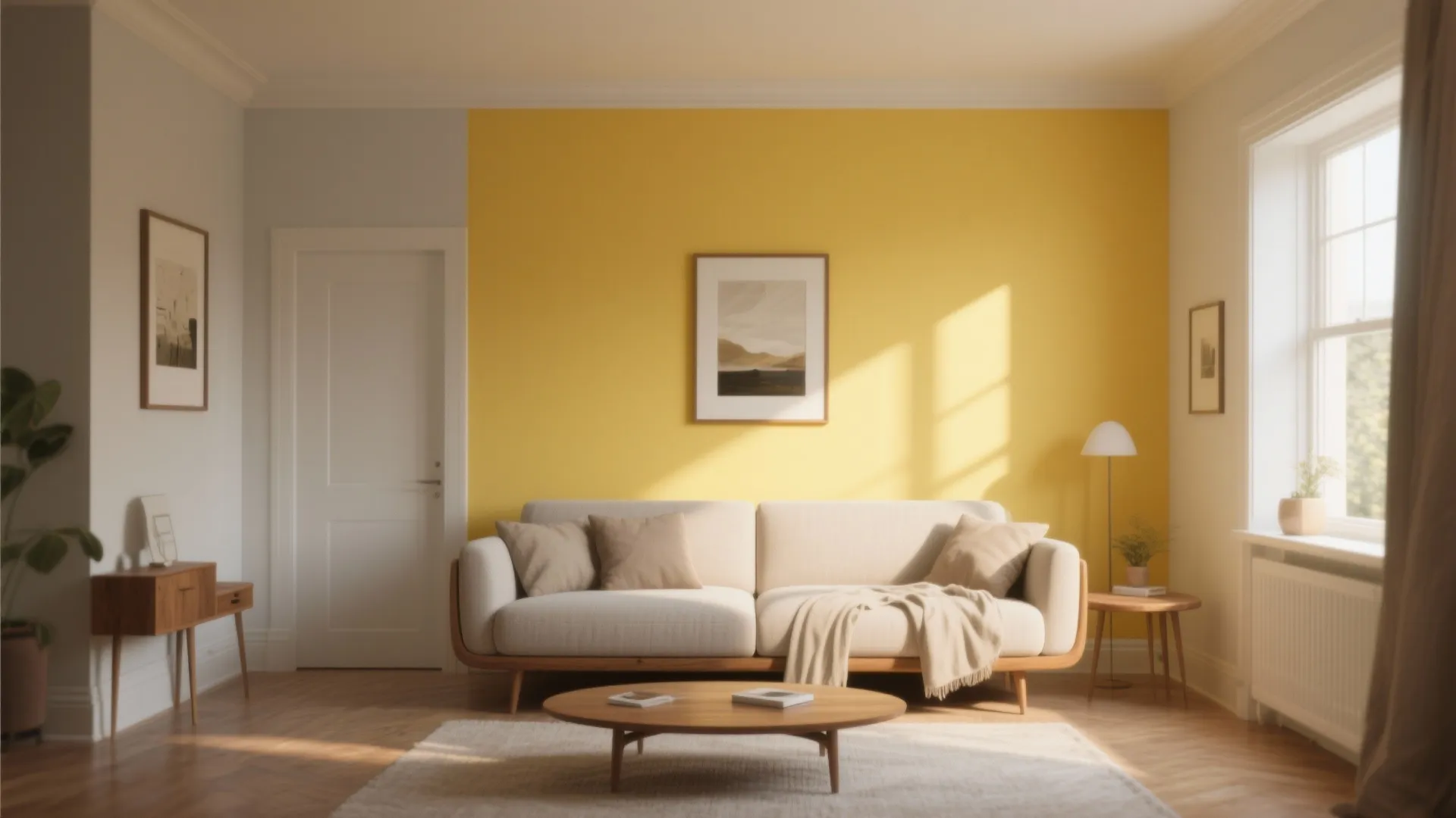1. Sunlit Accent Wall: Cheerful and Calm