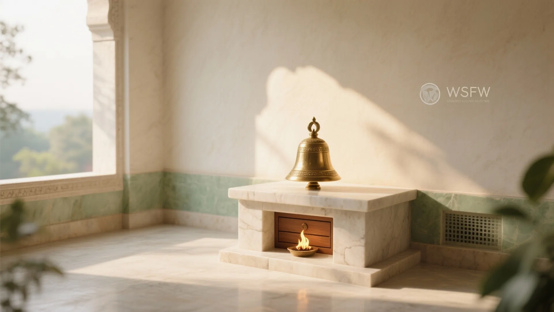 Idea 4: A sun-lit corner mandir with layered lighting