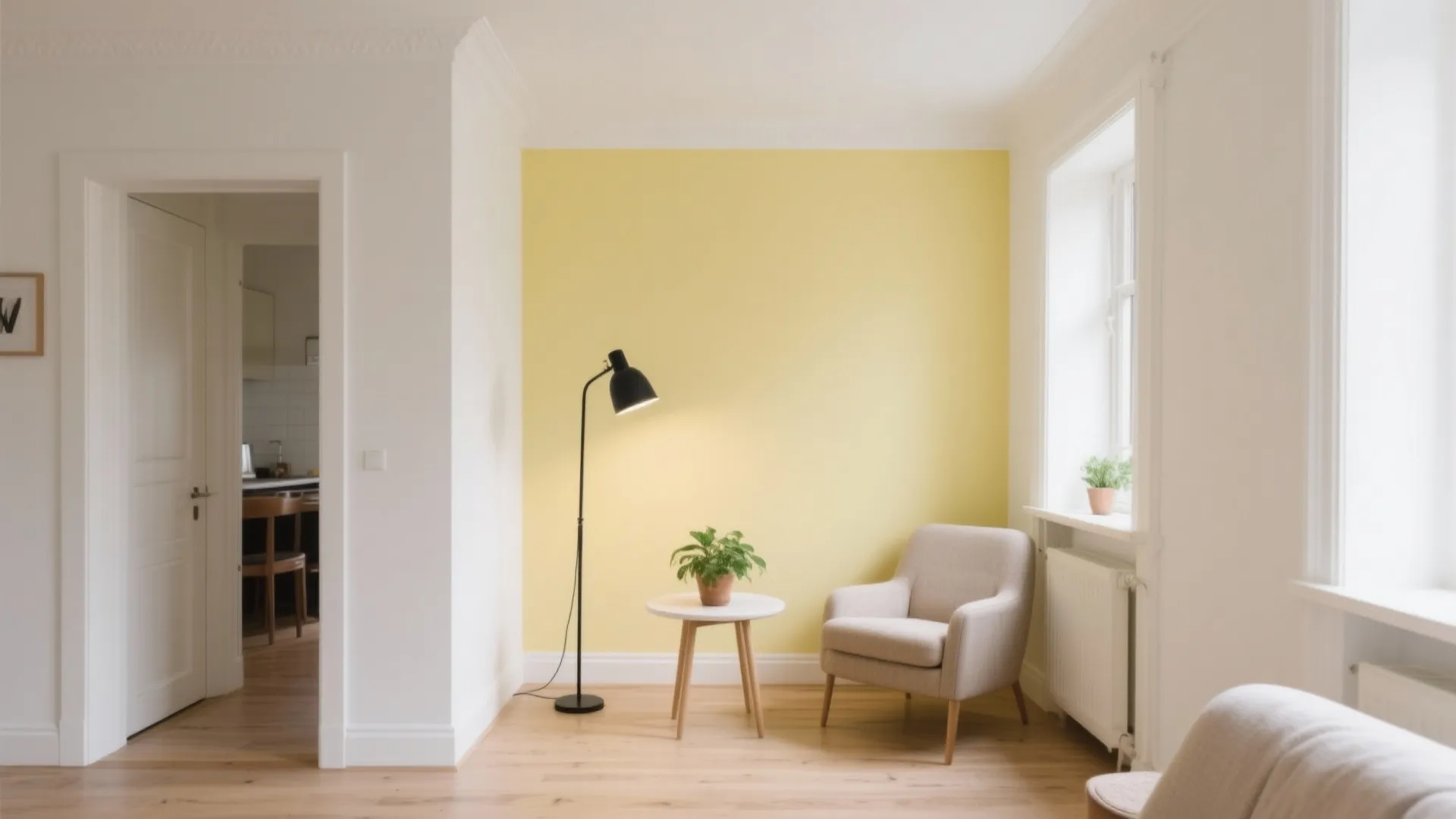 Sunny Minimalist Yellow Accent Wall