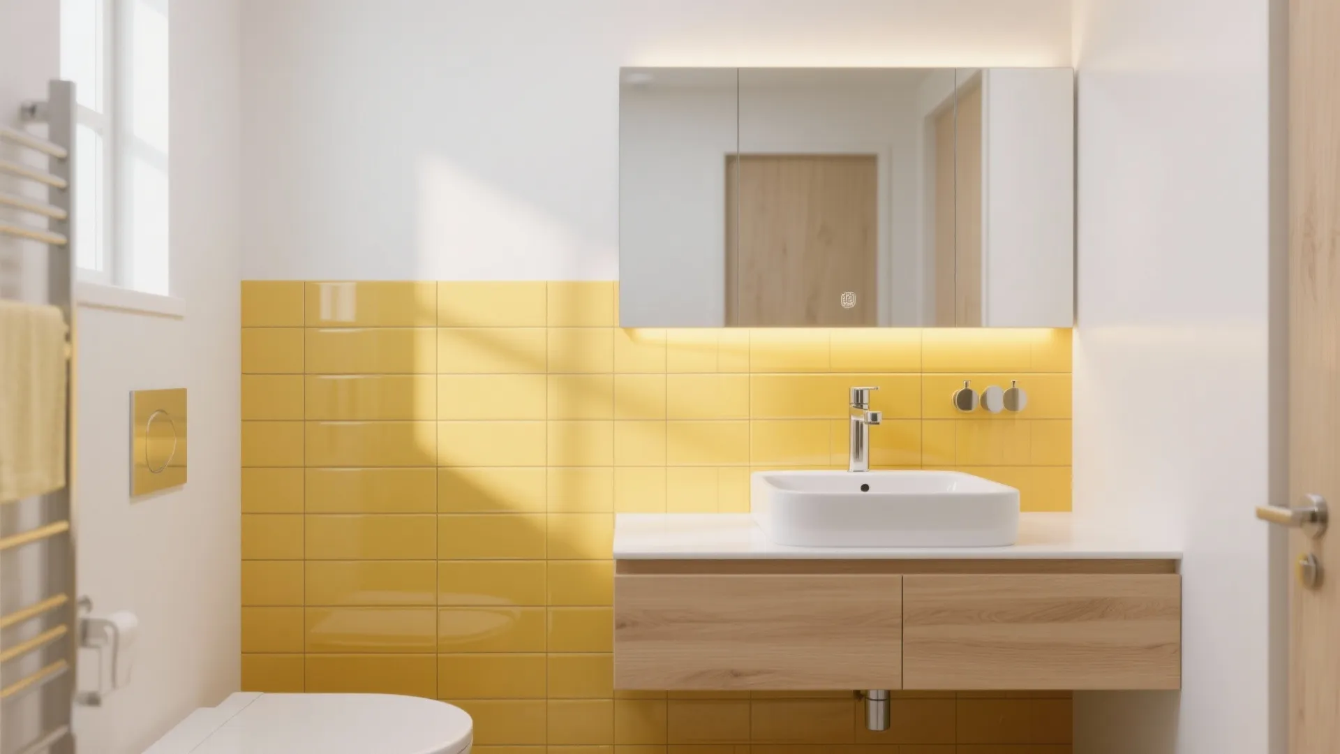 Sunshine Minimalism with Yellow Subway Tiles