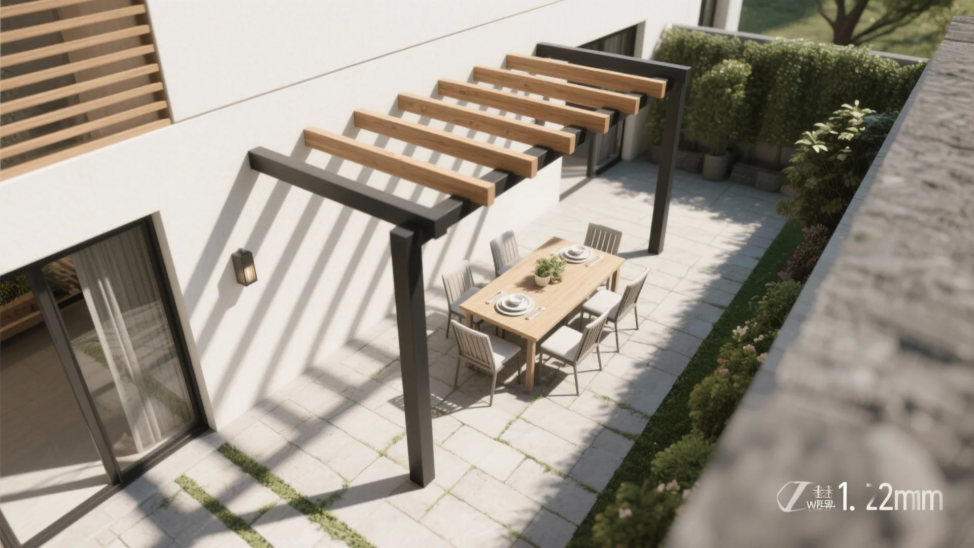 Slim Wall-Mounted Pergola with Hidden Brackets